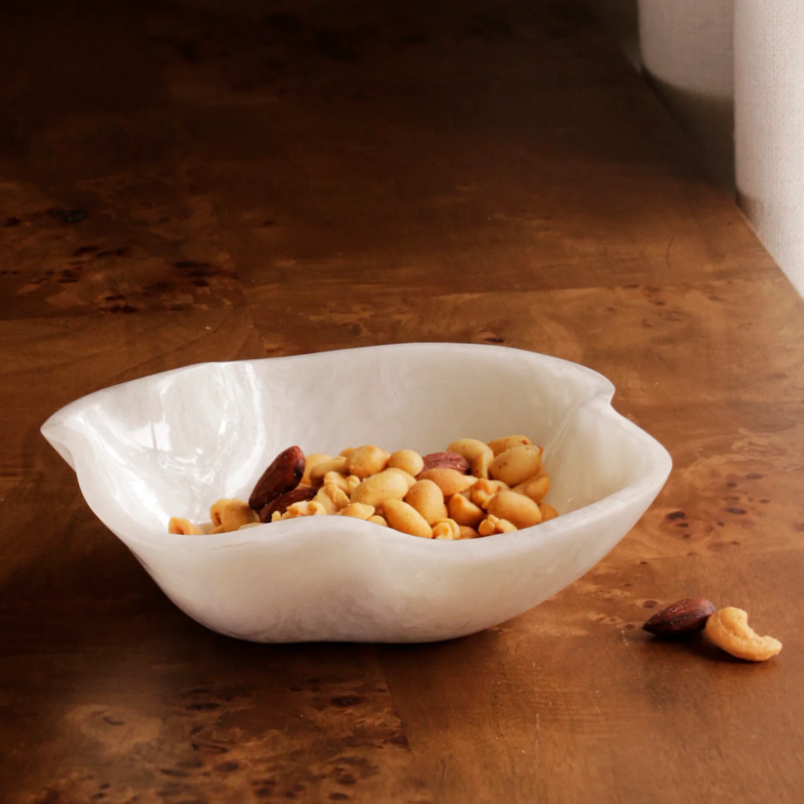 RESIN Alabaster Mini Bowl White Swirl