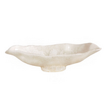 RESIN Alabaster Medium Oval Bowl White Swirl