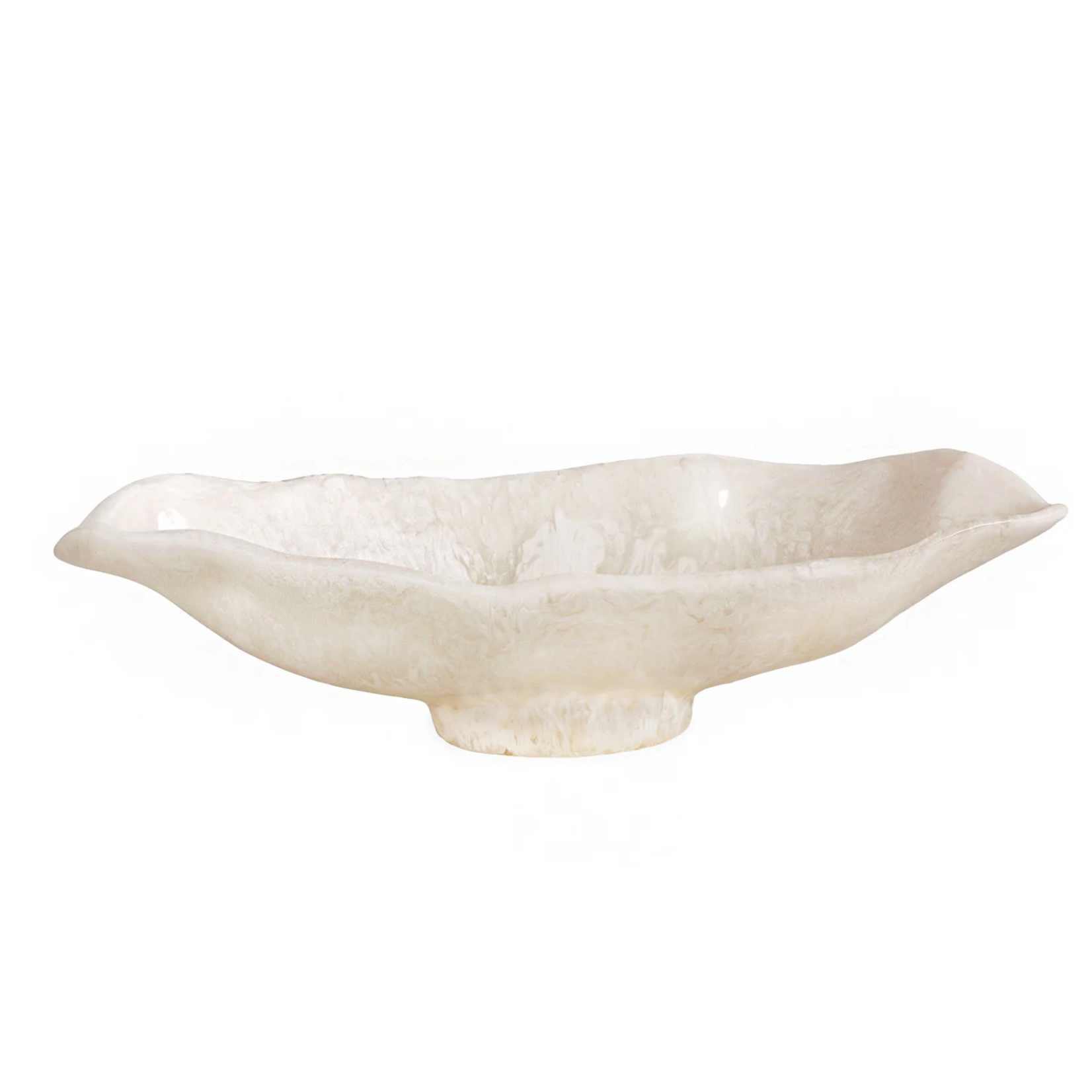 Beatriz Ball RESIN Alabaster Medium Oval Bowl White Swirl
