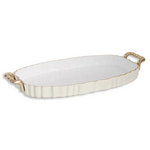 Beatriz Ball ENCANTO Vintage Fluted Oval Tray with Handles Cream & White