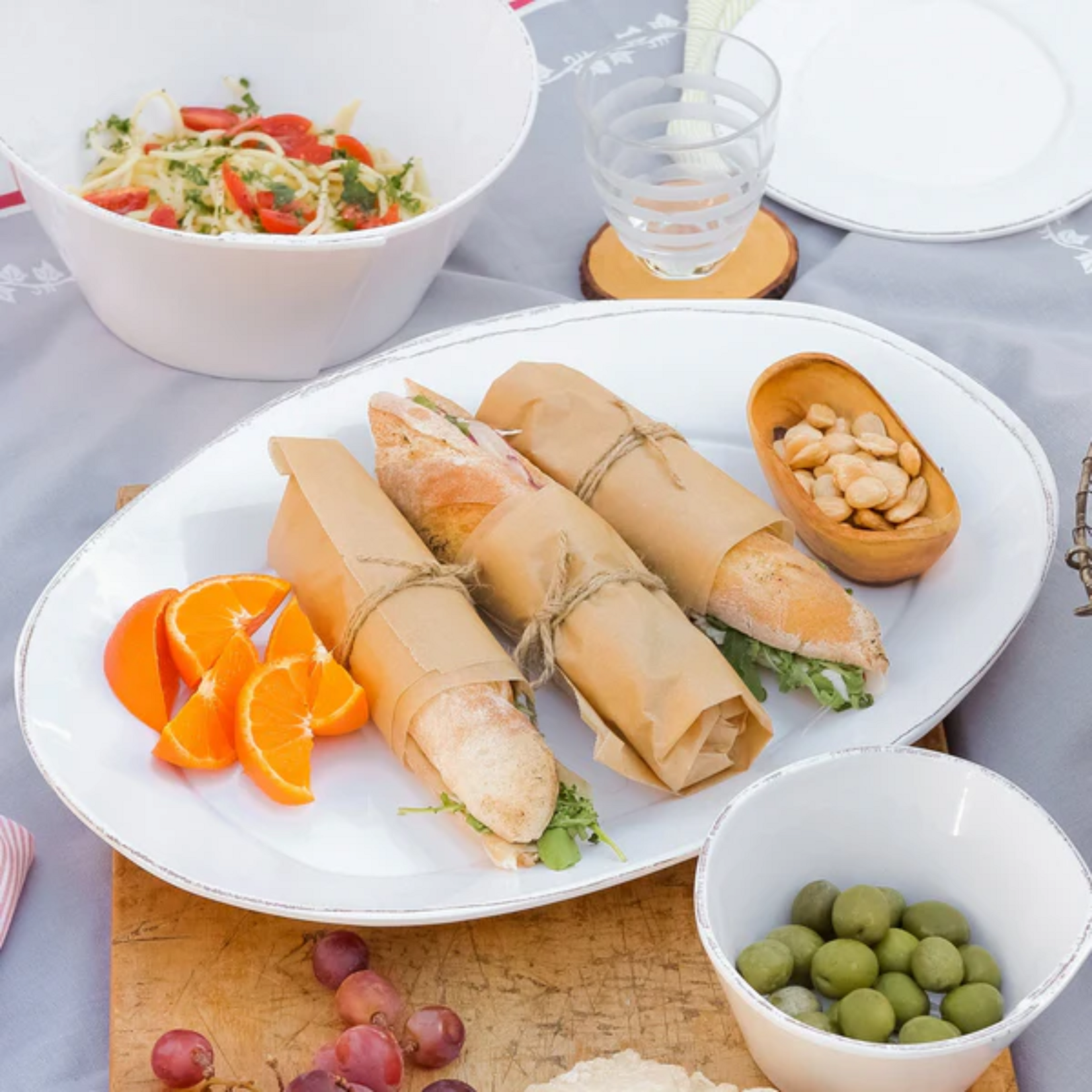 Vietri Vietri Melamine Lastra White Oval Platter