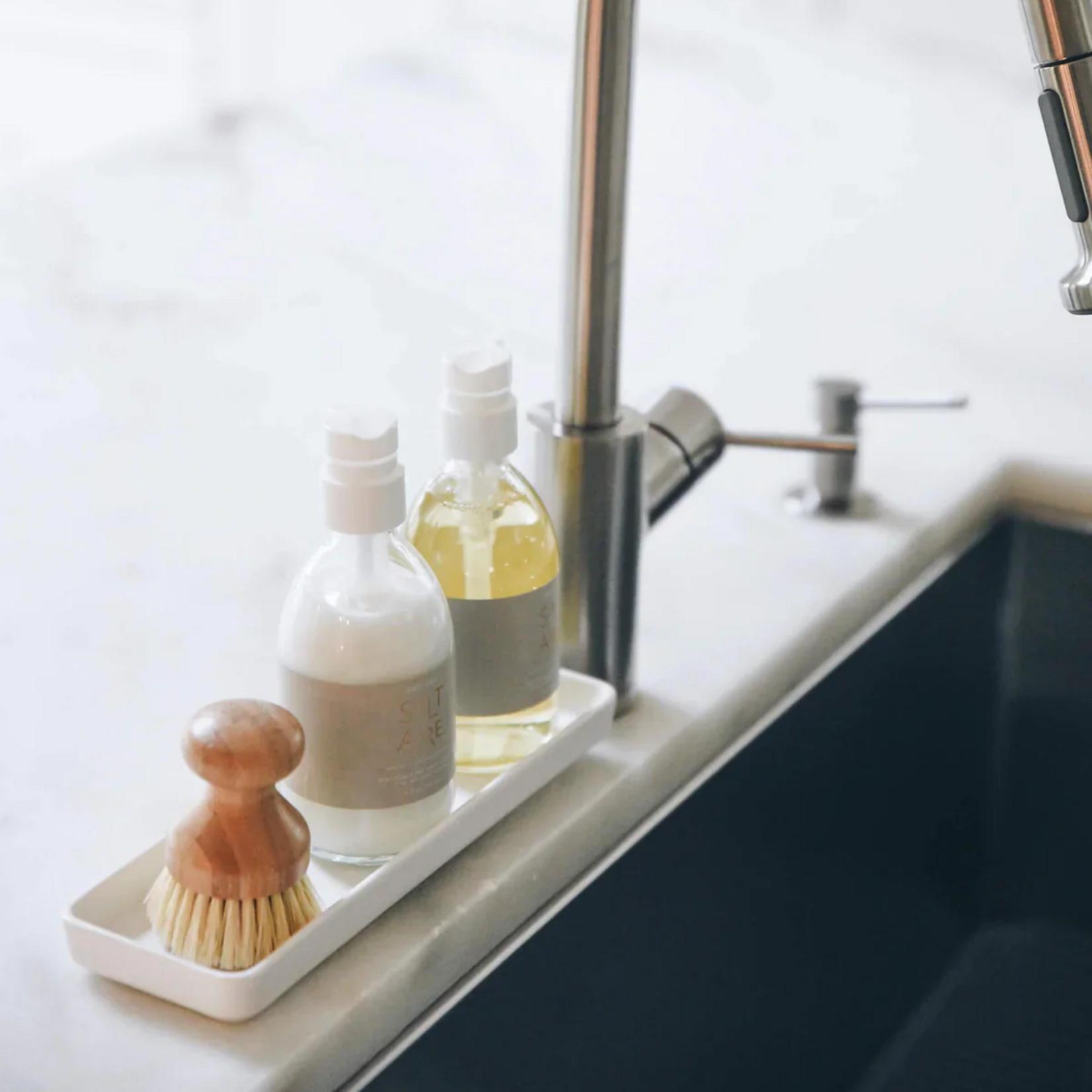 Glass Shea Lotion & Hand Soap with Brush & Tray Saltaire
