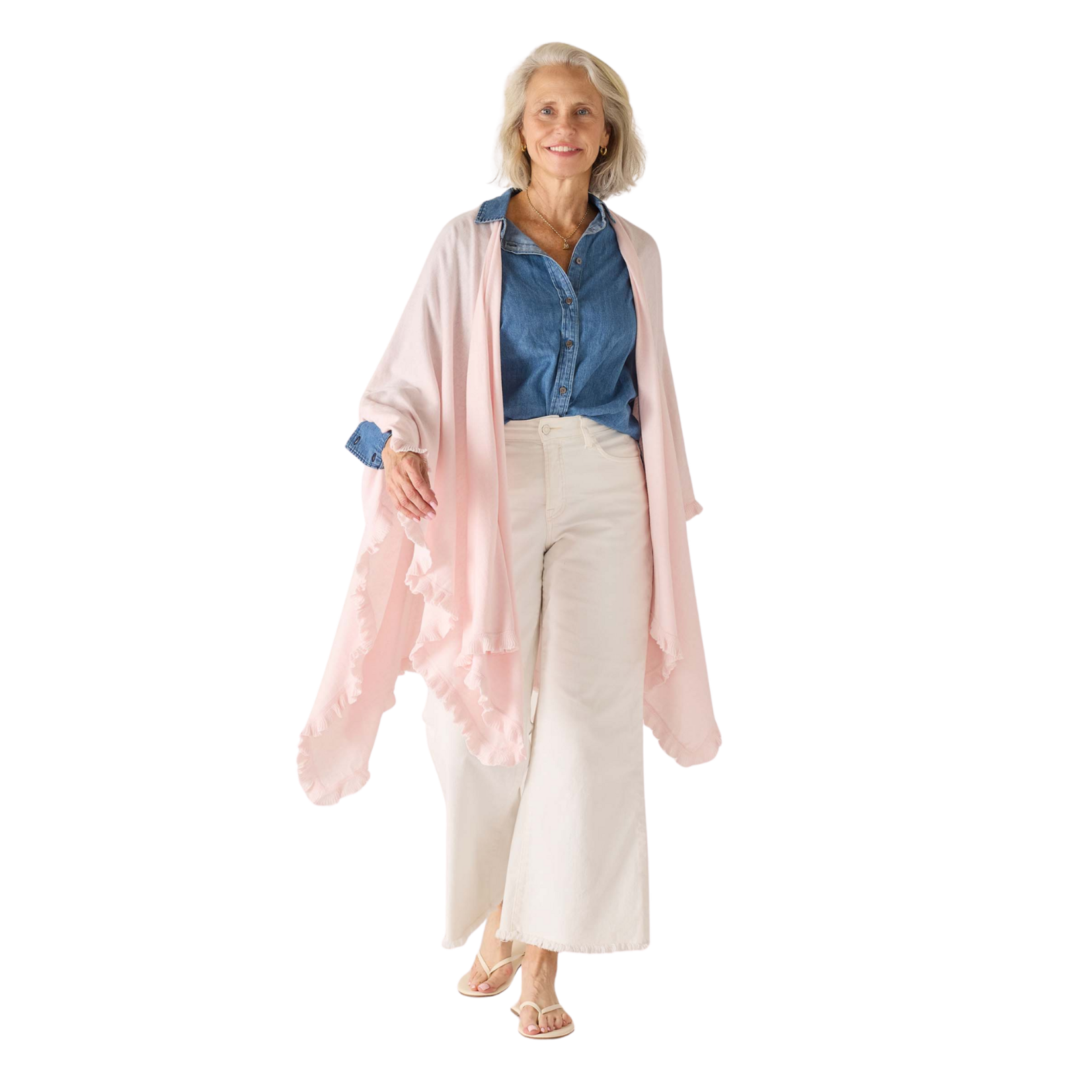 Charleston Ruffle Wrap Shell Pink OS