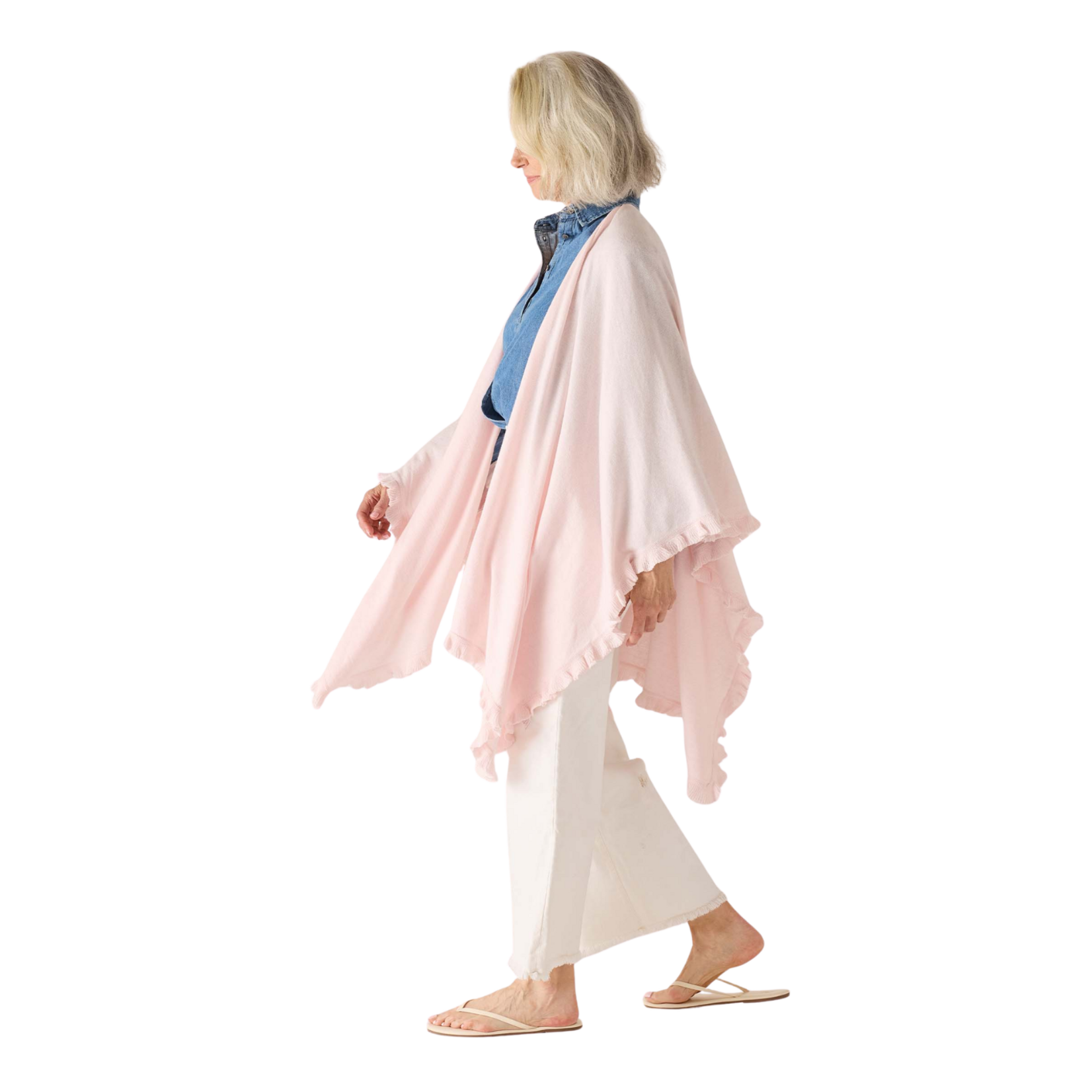 Charleston Ruffle Wrap Shell Pink OS