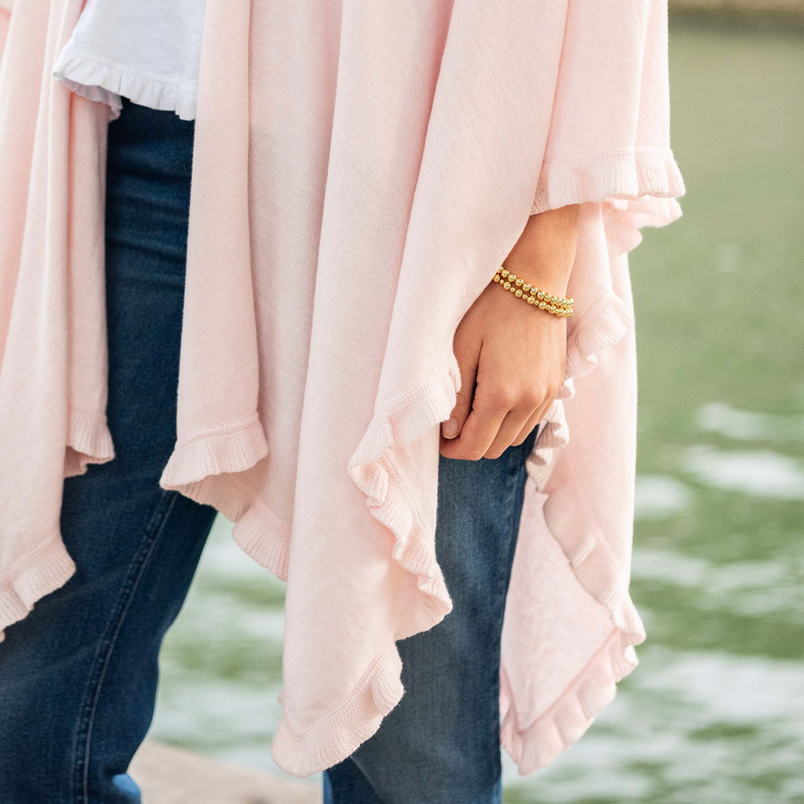 Charleston Ruffle Wrap Shell Pink OS