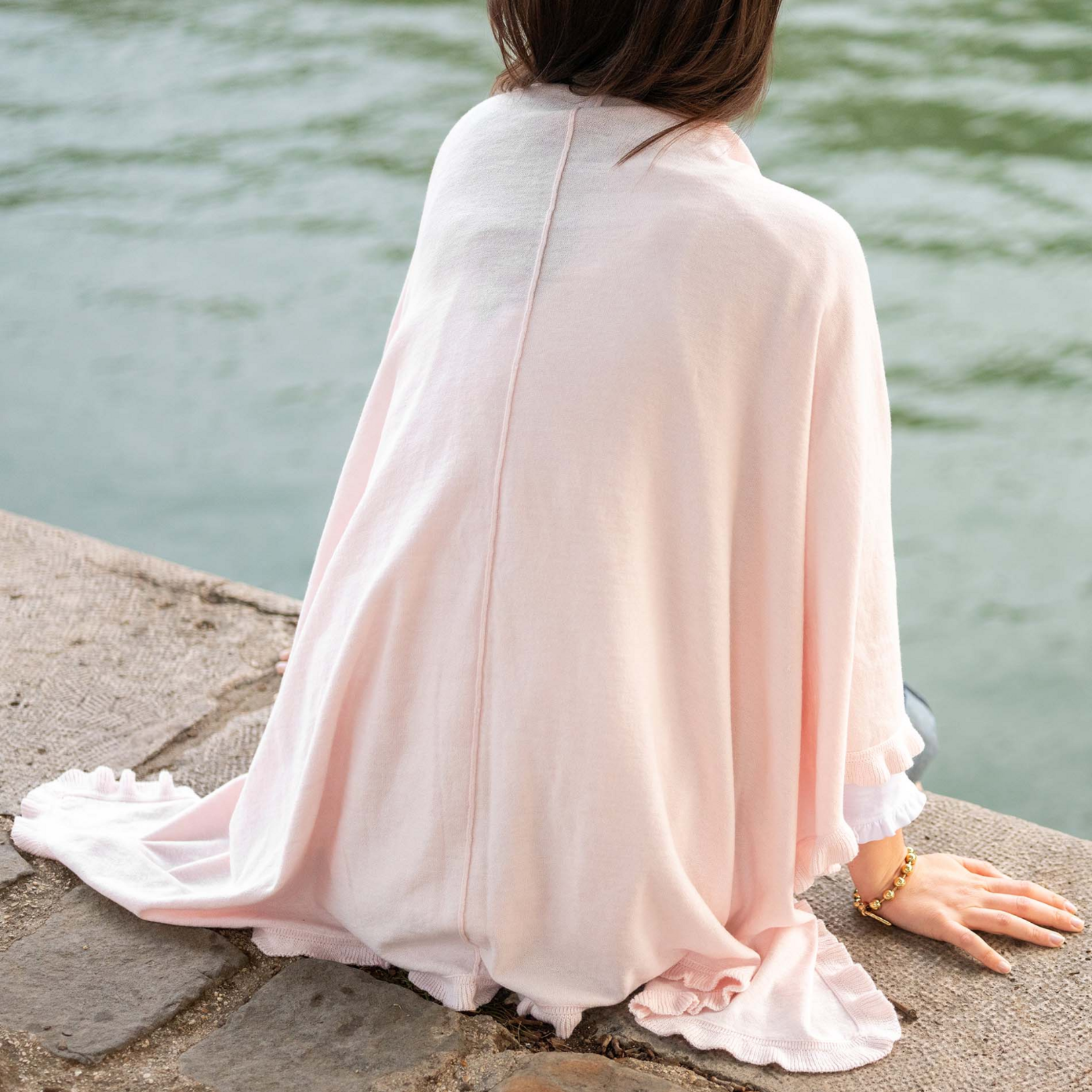 Charleston Ruffle Wrap Shell Pink OS