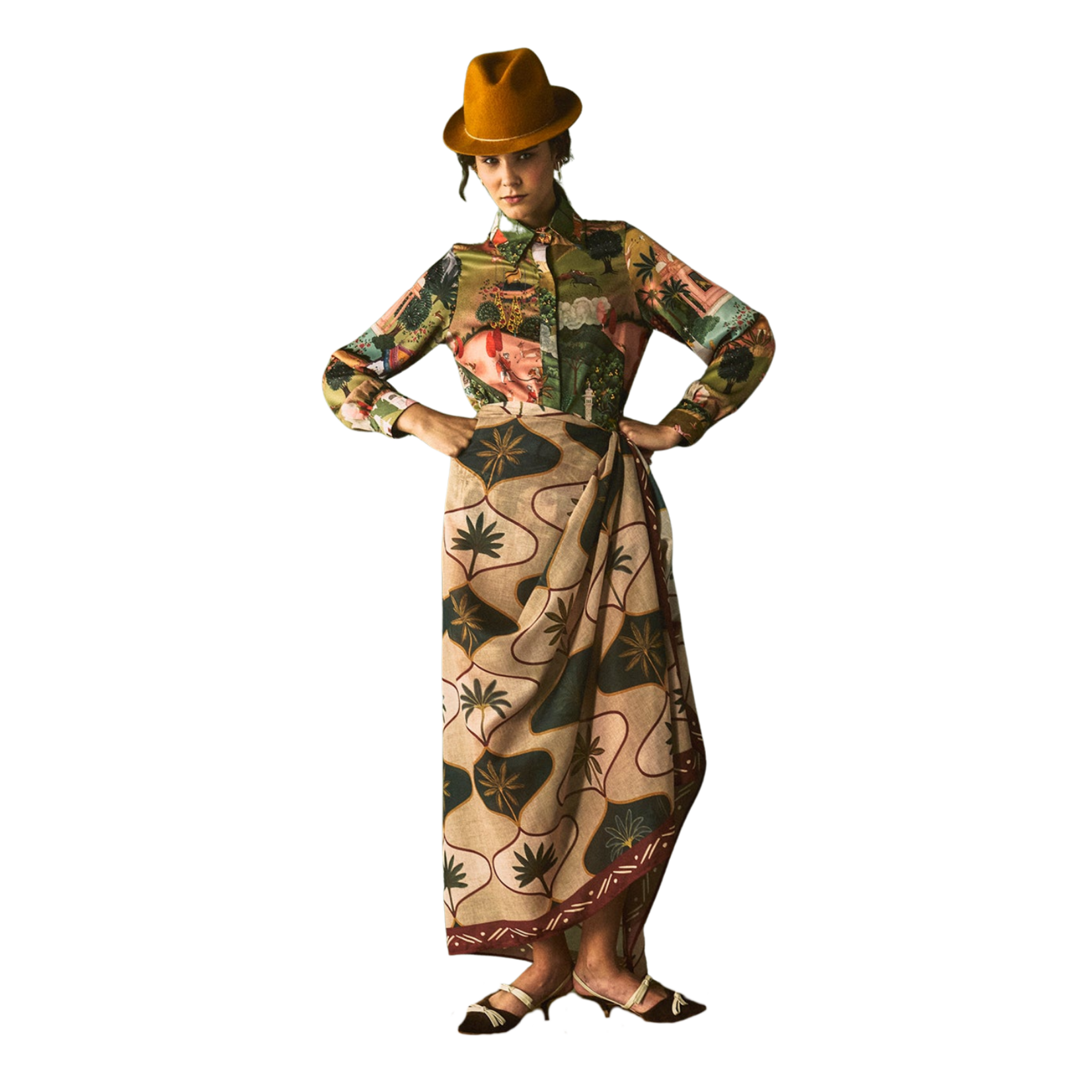 Muzaluci Sarong Thai Palmas Taupe