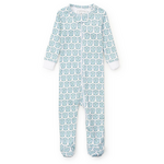 Lila + hayes Parker Boys Pima Cotton Zipper Pajama Golf Crest Blue