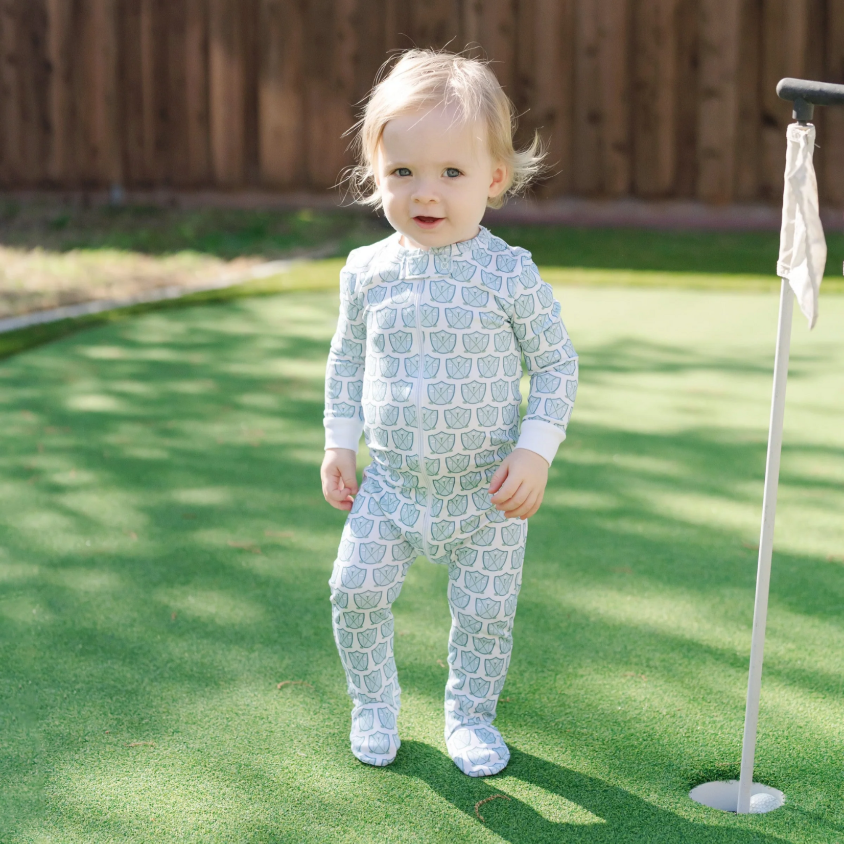 Parker Boys Pima Cotton Zipper Pajama Golf Crest Blue