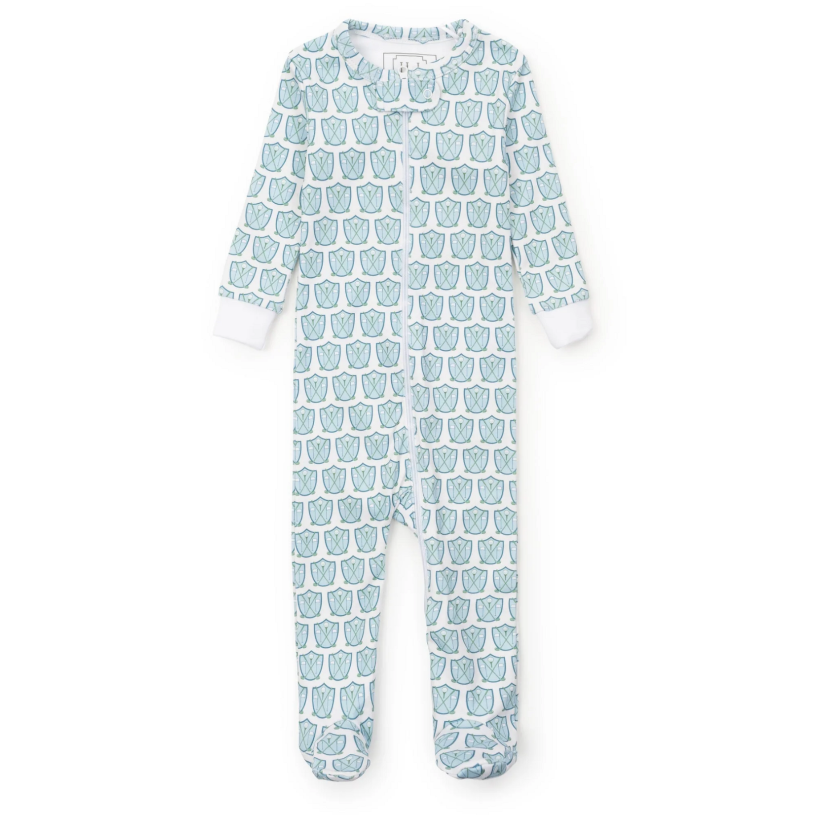 Parker Boys Pima Cotton Zipper Pajama Golf Crest Blue