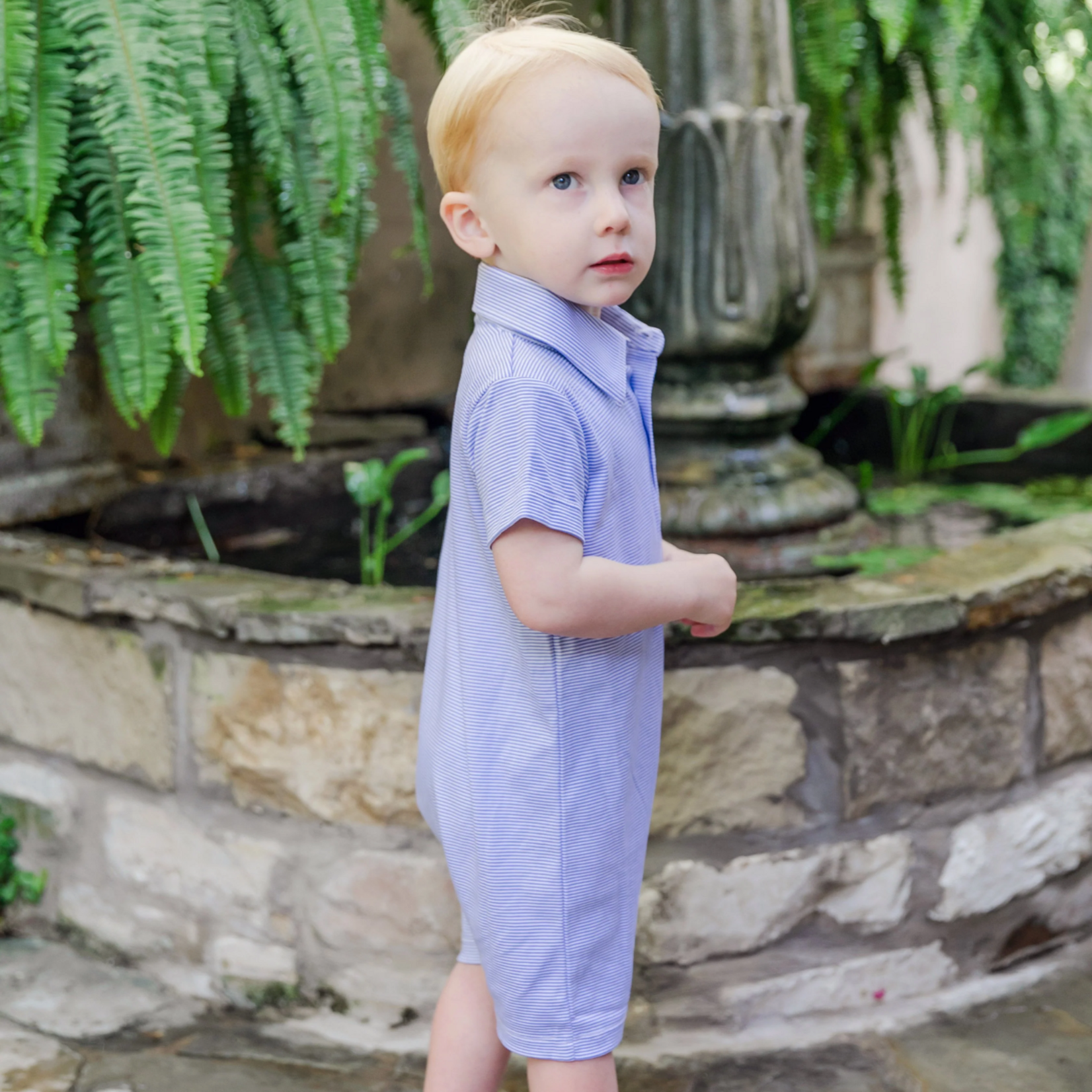 Tripp Boys Pima Cotton Polo Shortall Blue Stripes