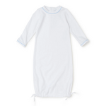 Georgia Pima Daygown White with Light Blue Piping -  0-3 months