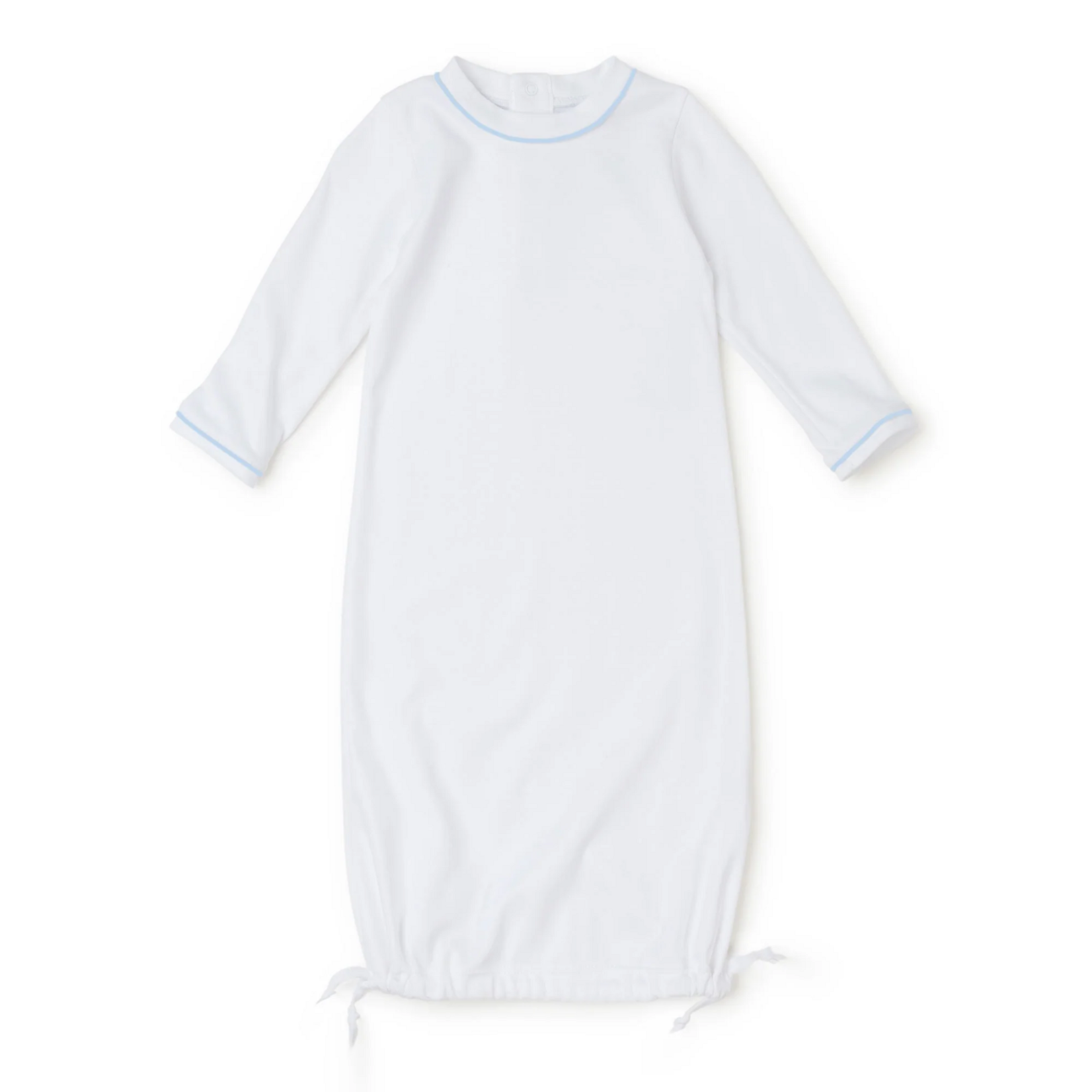Georgia Pima Daygown White with Light Blue Piping -  0-3 months