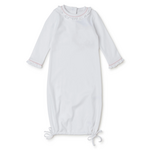 Lila + hayes Georgia Pima  Daygown  White with Light Pink Piping - 0-3 months