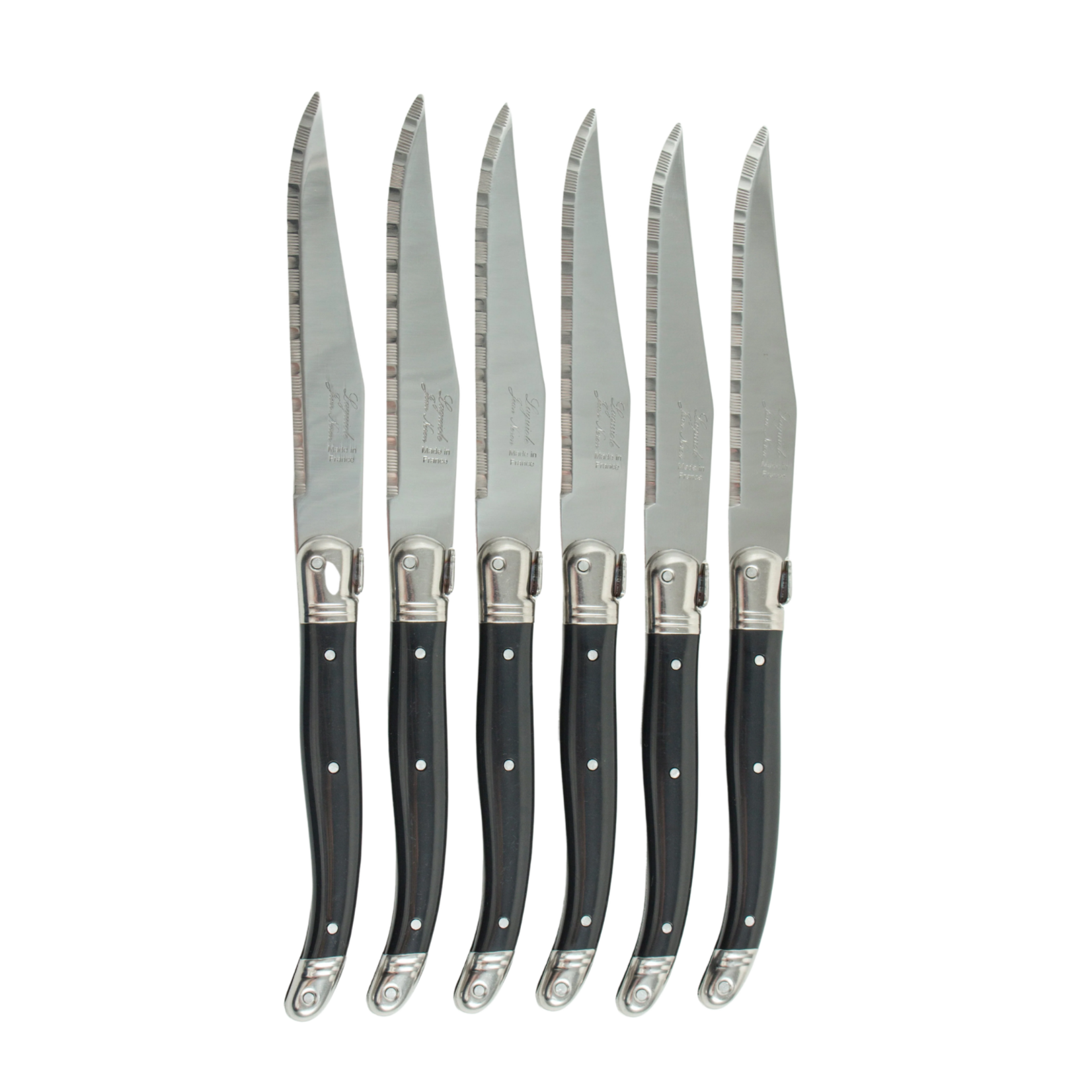 Laguiole 6 Pc Steak Knife Set Black in Wood Presentation Box