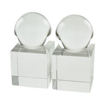 Crystal Sphere Bookend Pair