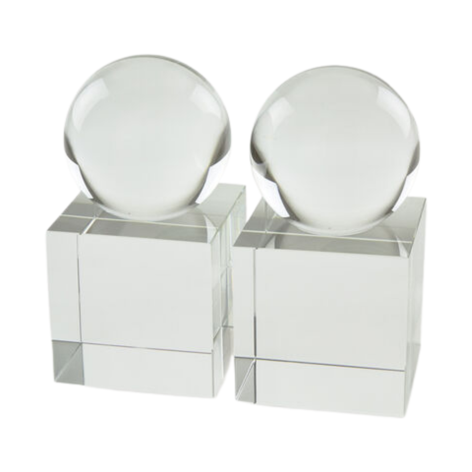 Crystal Sphere Bookend Pair