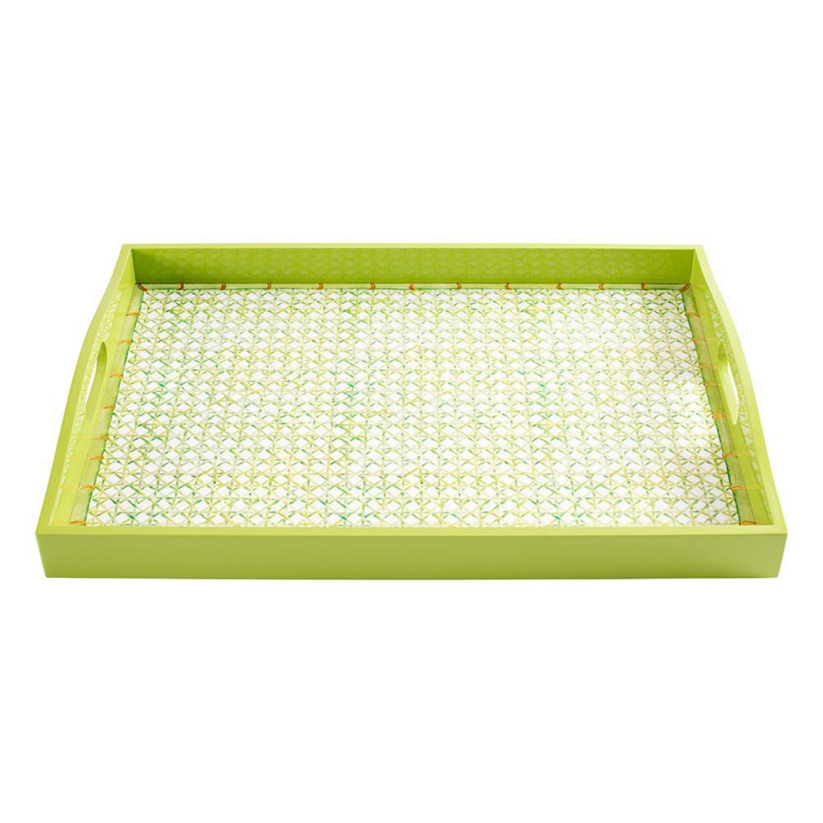 Lacquer Large Rectangle Tray Trellis Green