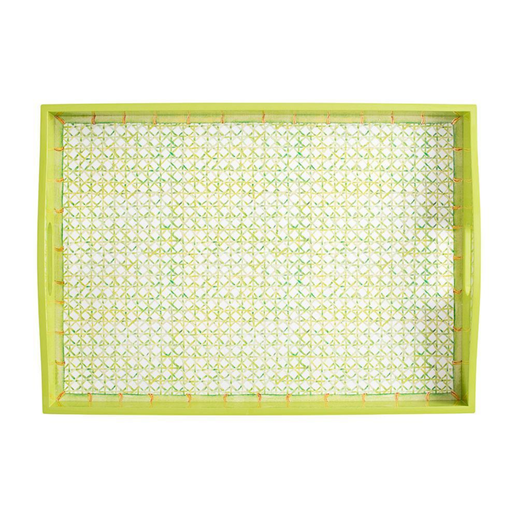 Lacquer Large Rectangle Tray Trellis Green