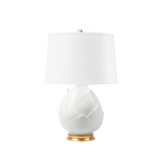 Villa & House Bungalow 5 Budding Table Lamp Blanc de Chine with 17" White Linen Shade, Blanc de Chine