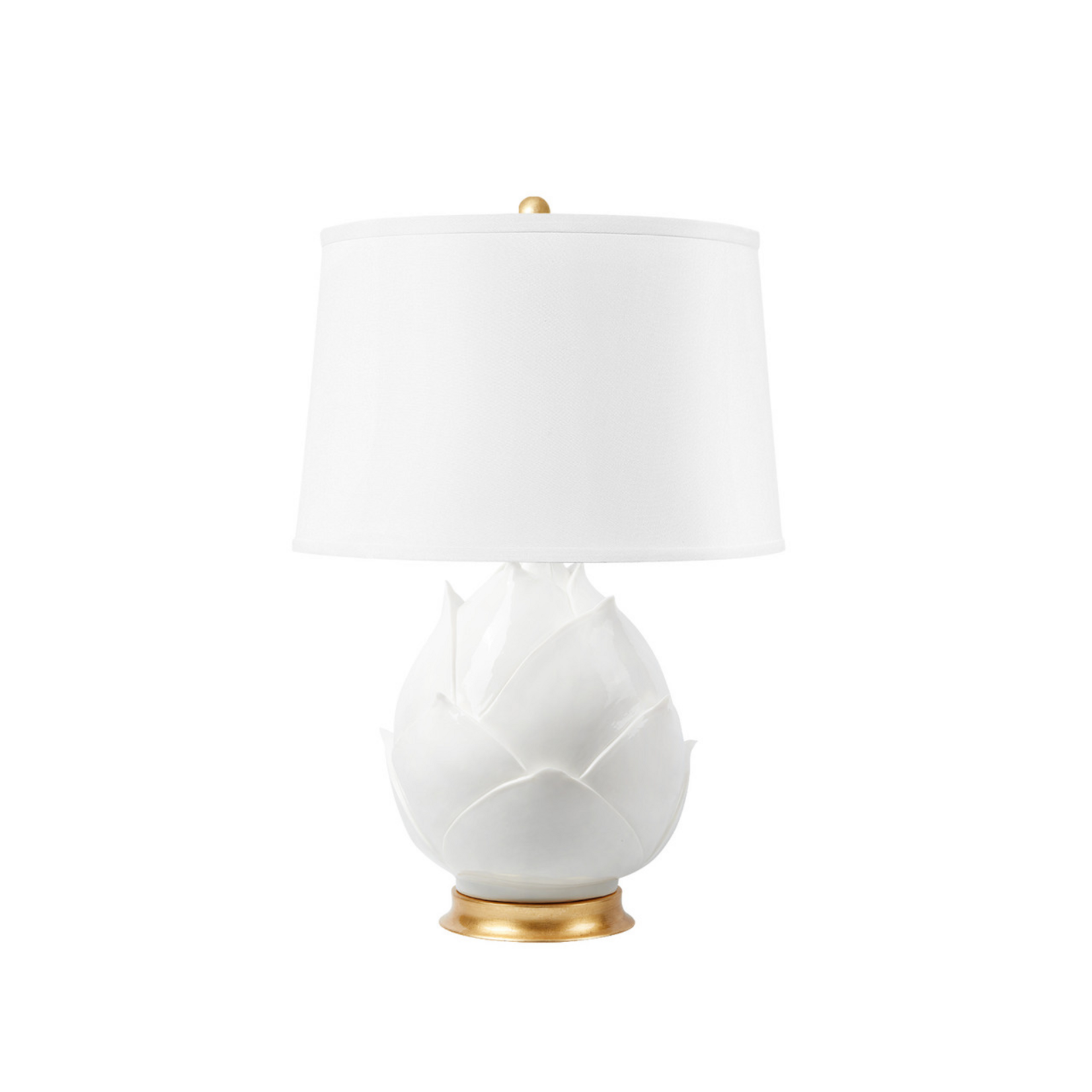 Villa & House Bungalow 5 Budding Table Lamp Blanc de Chine with 17" White Linen Shade, Blanc de Chine