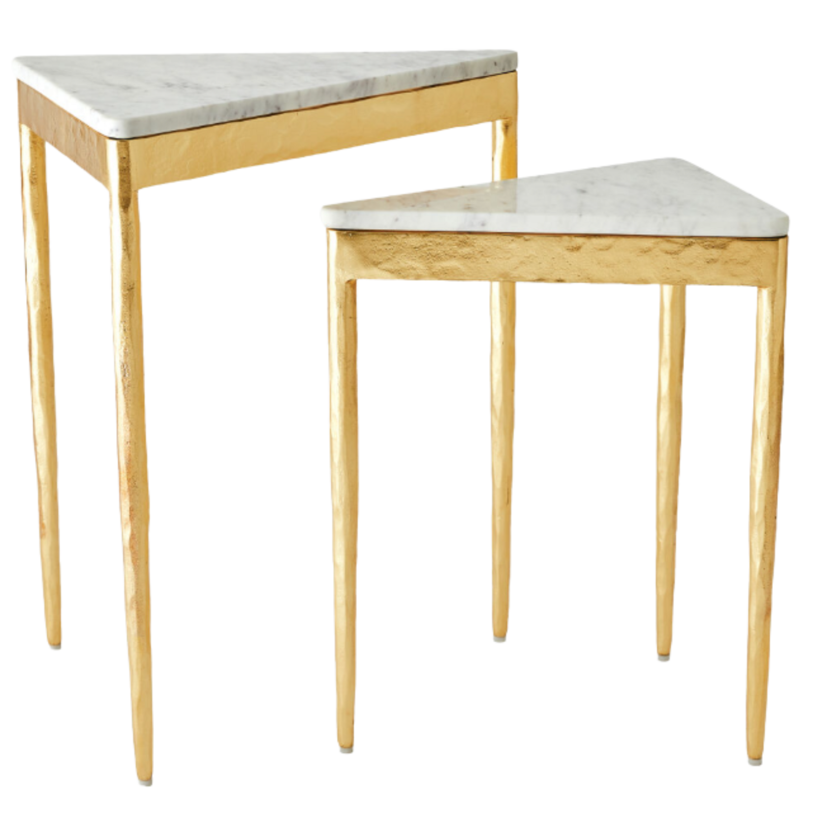 Global Views Triangular Nesting Tables Gold Leaf Set of 2