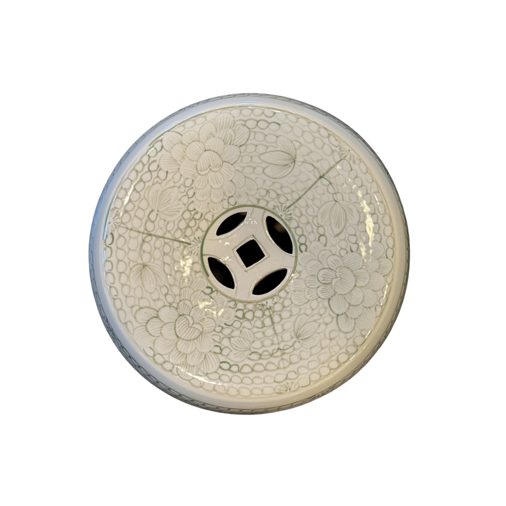 Moss Green Porcelain Garden Stool