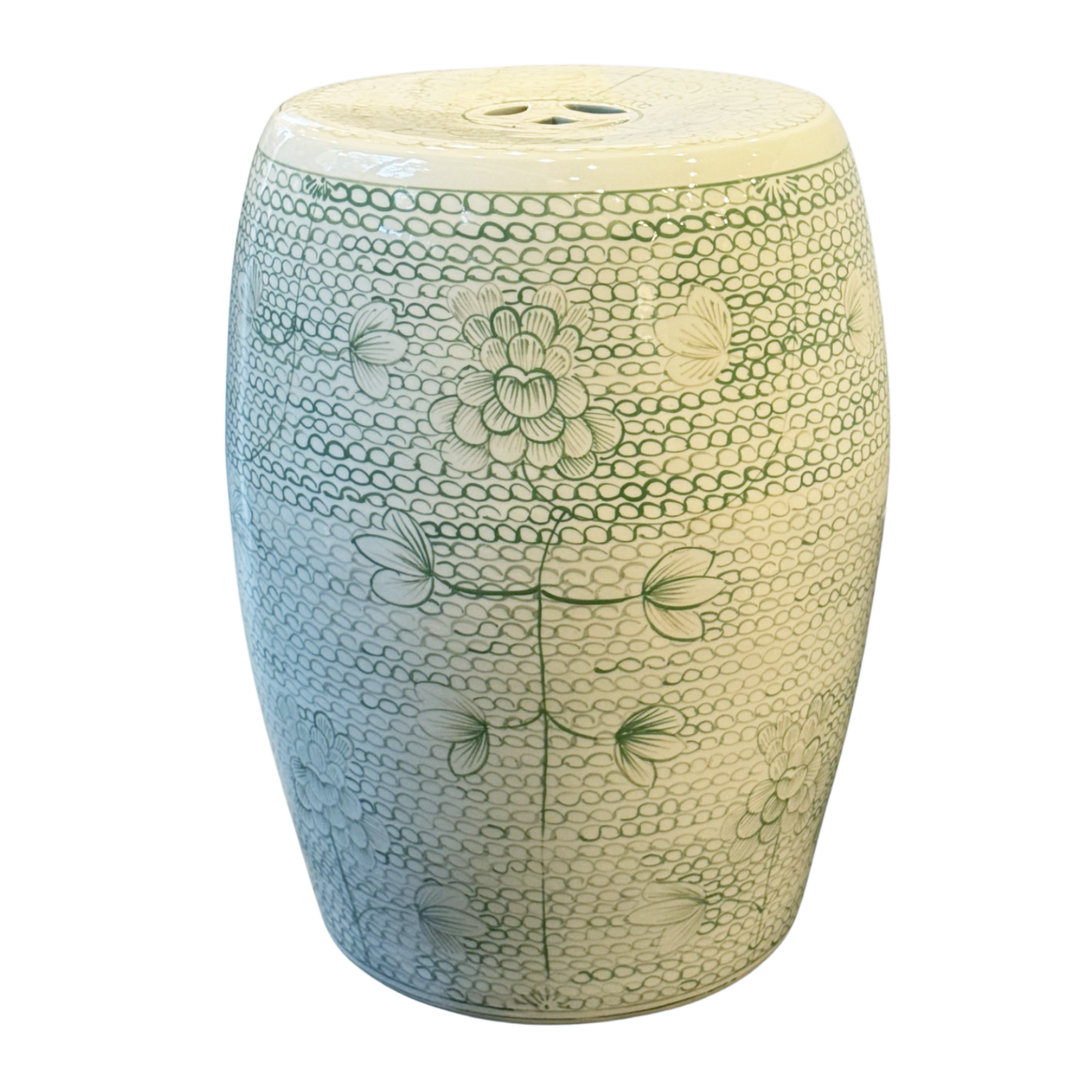 Moss Green Porcelain Garden Stool