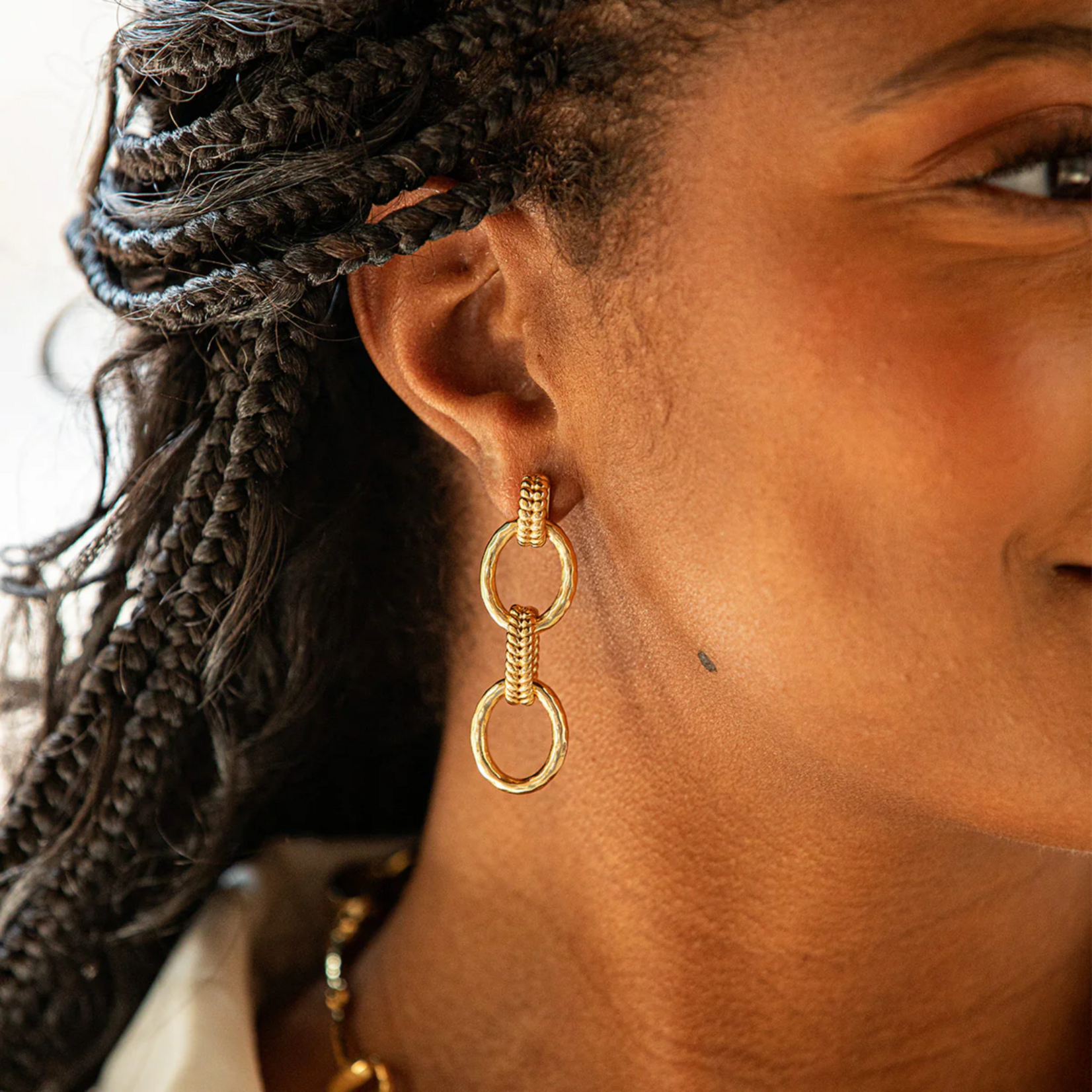 Juliska Cleopatra Regal Double Link Earring Gold