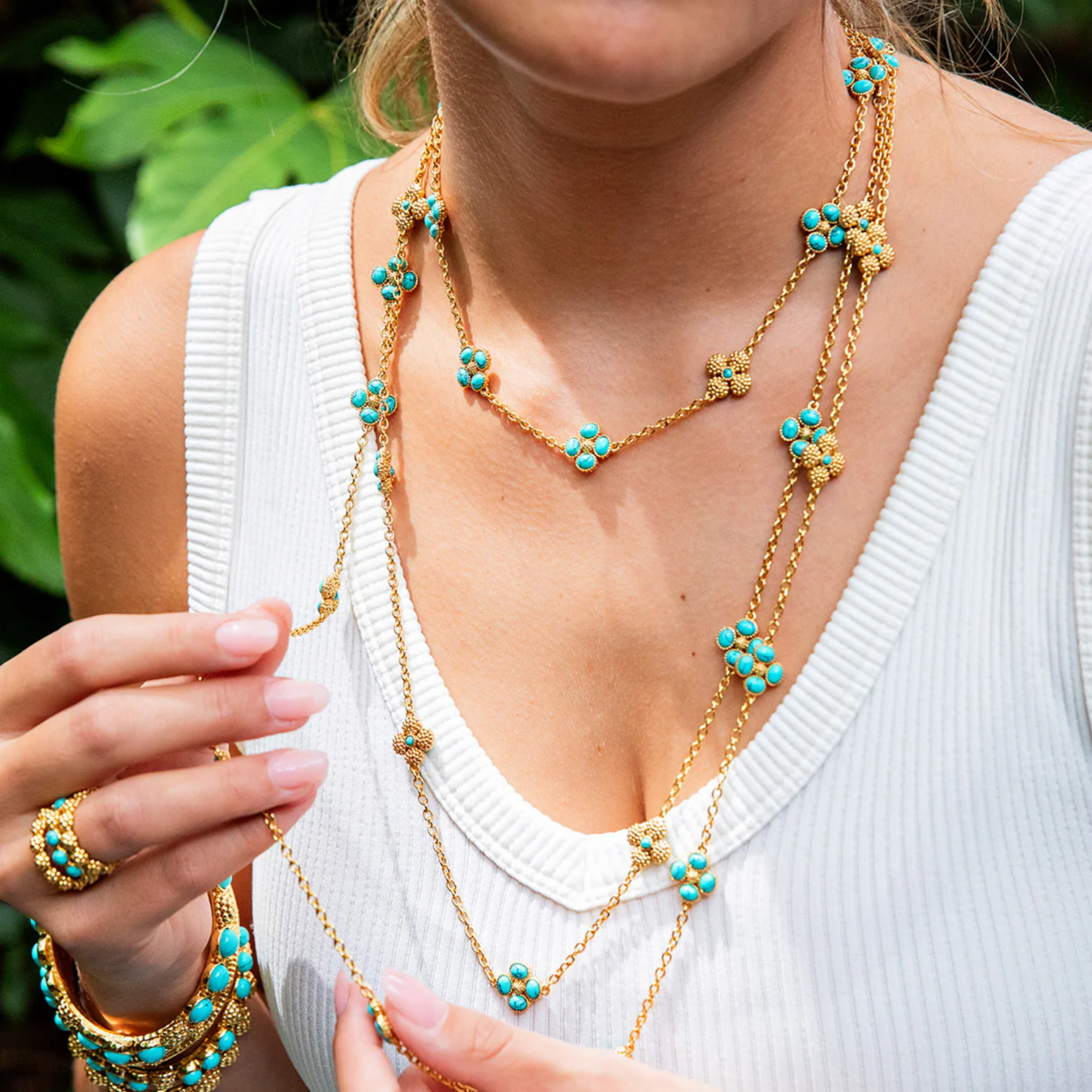 Juliska Berry Clover Doube Sided Necklace - Turquoise