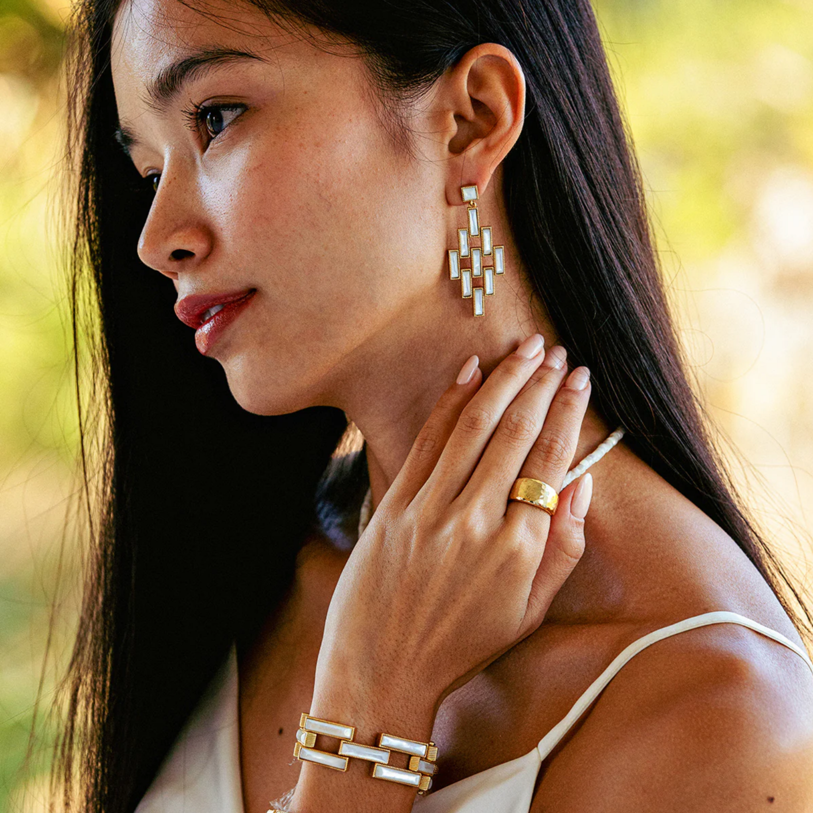 Juliska Pathway Post Drop Earrings - Mother of Pearl