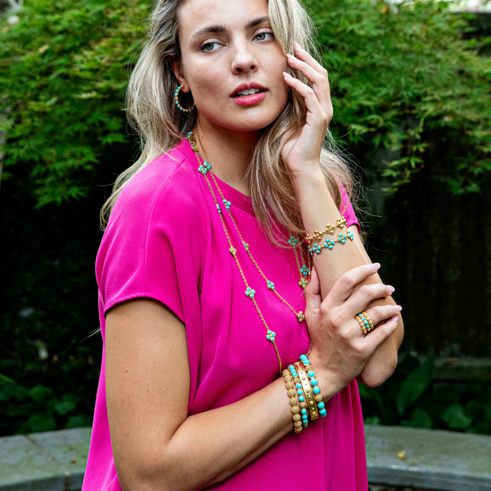 Juliska Berry Gem Hinged Bangle Turquoise