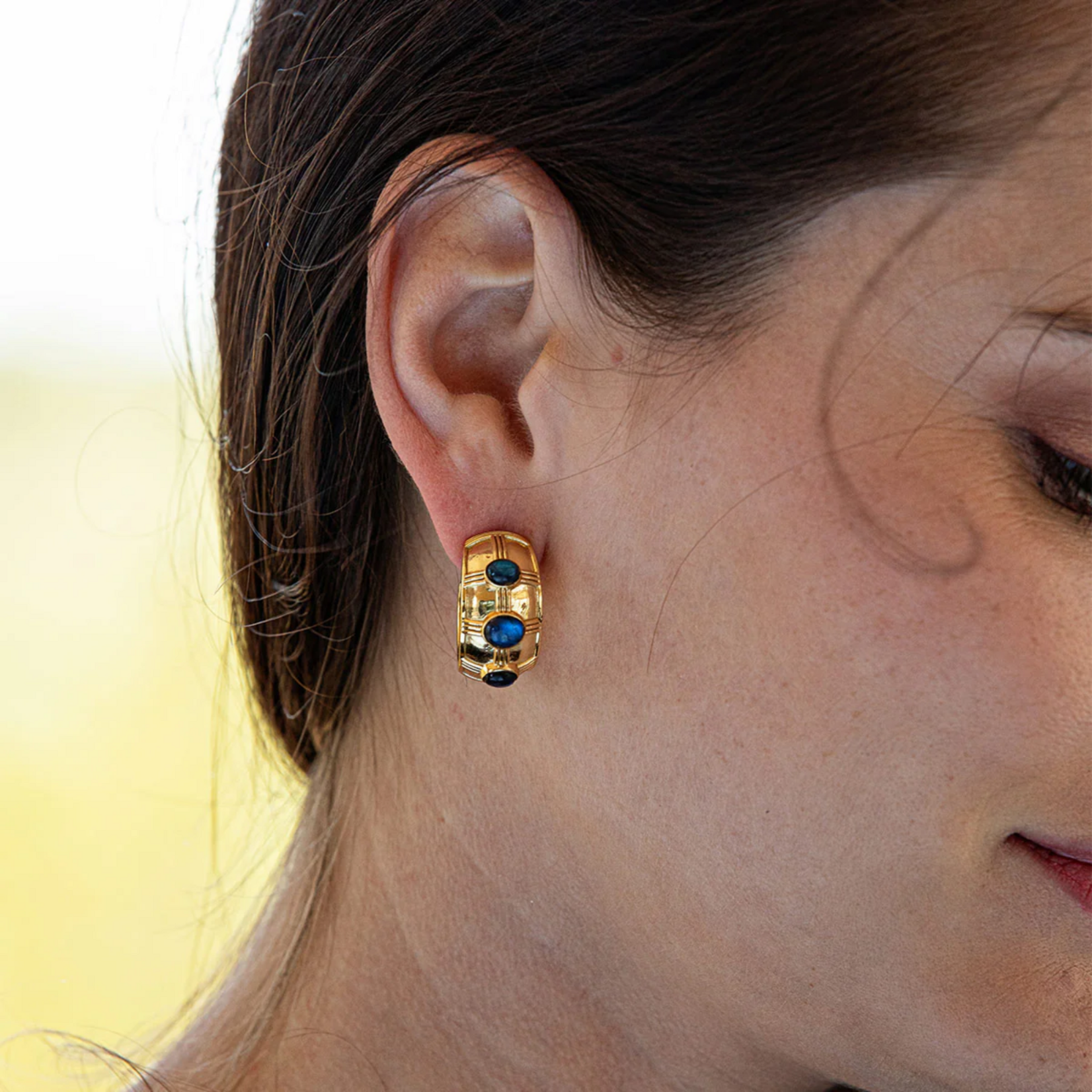 Juliska Cleopatra Bold Hoop Earring - Blue Labradorite