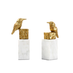 Villa & House Bungalow 5 Finch Statue Pair - Gold Leaf