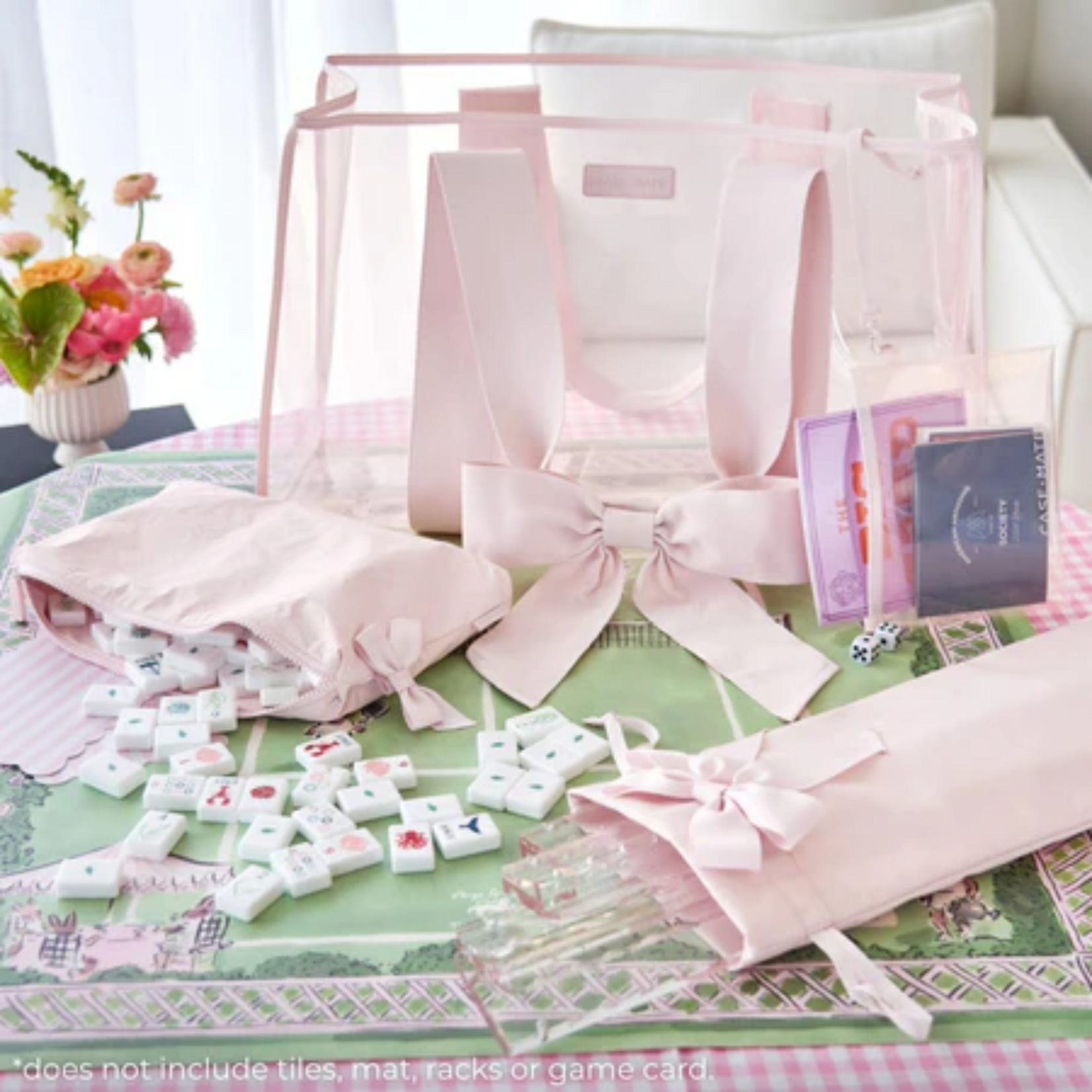 Case Mate Mahjong Jelly Tote Set Ballet Pink Bow