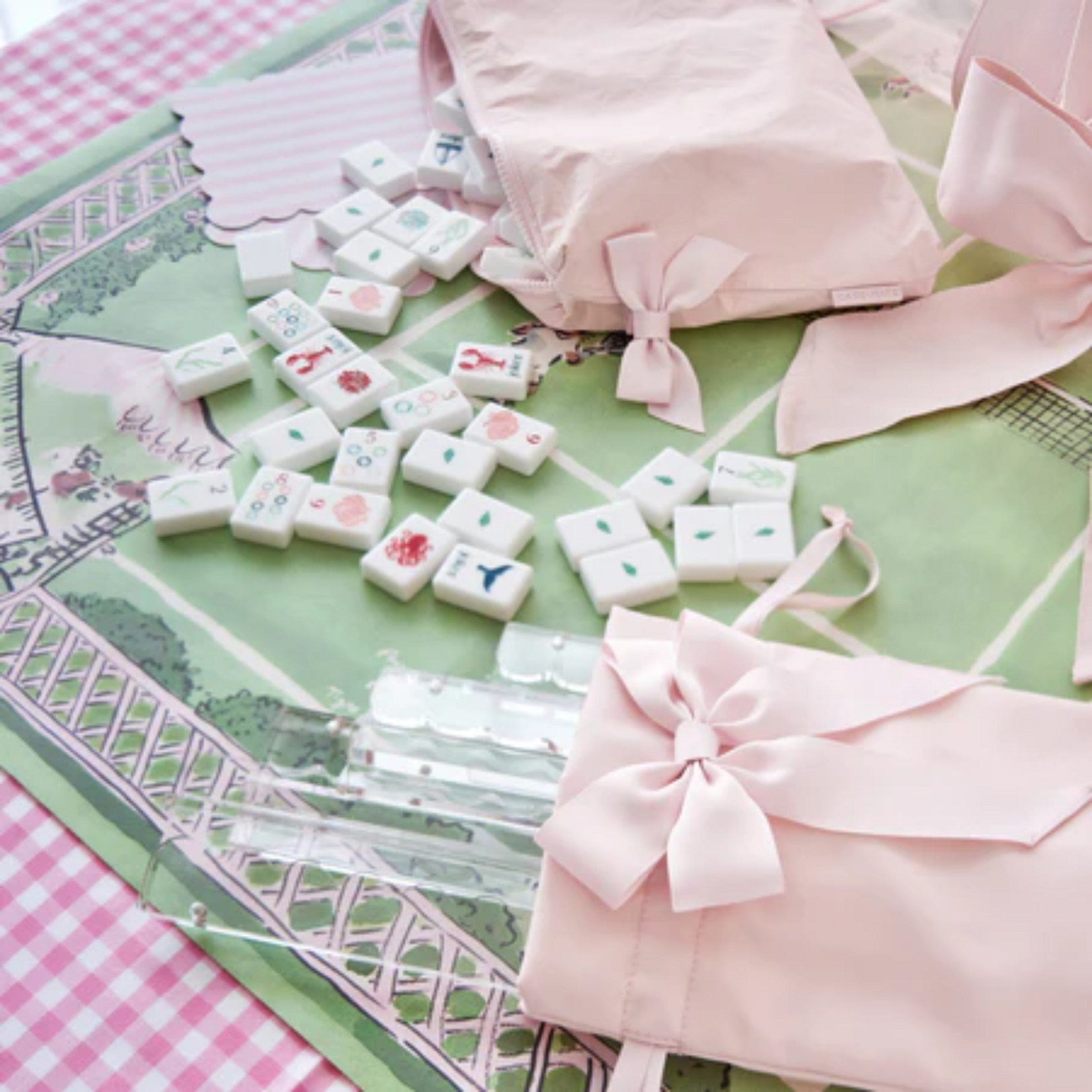 Case Mate Mahjong Jelly Tote Set Ballet Pink Bow