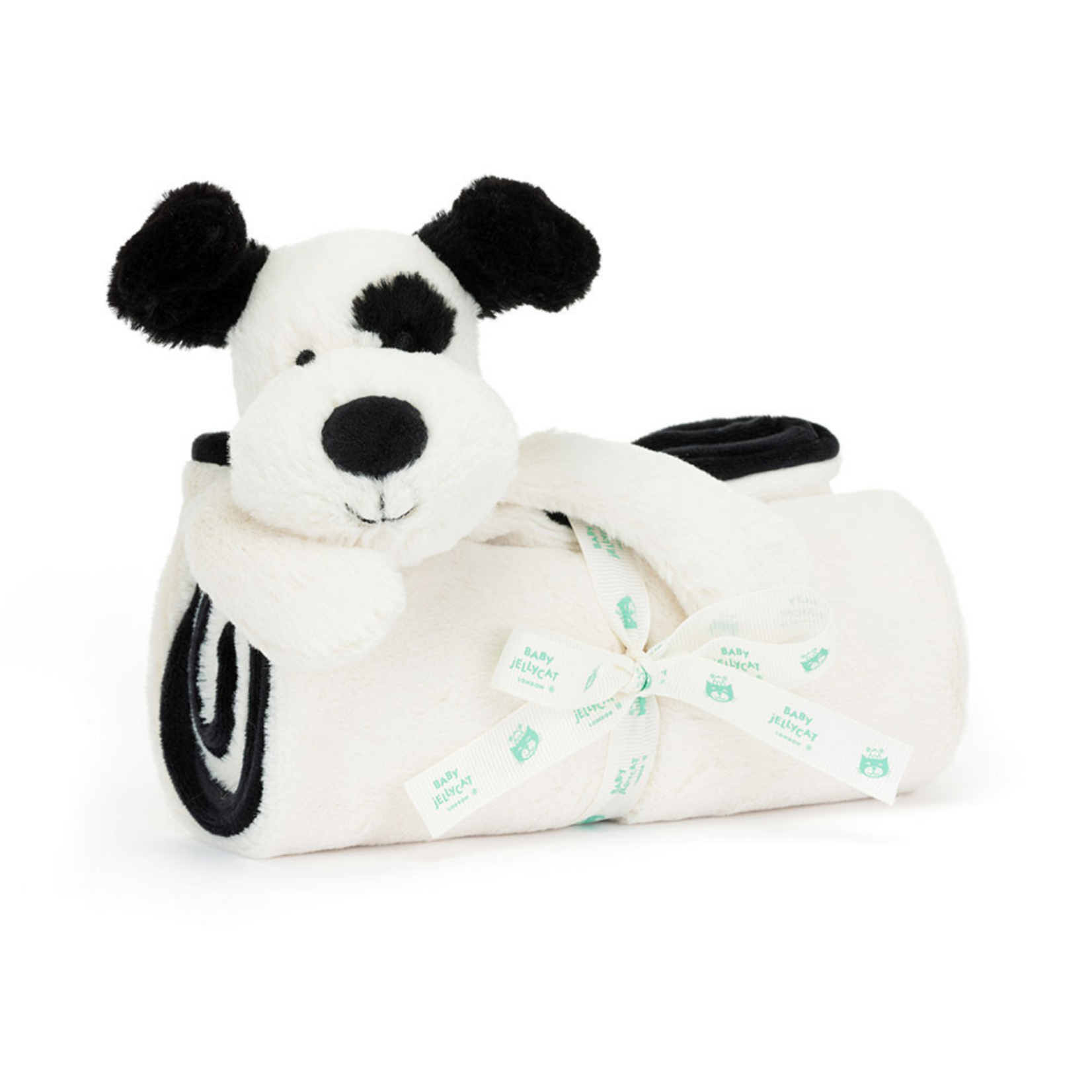 JellyCat Jellycat Bashful Black & Cream Puppy Blankie