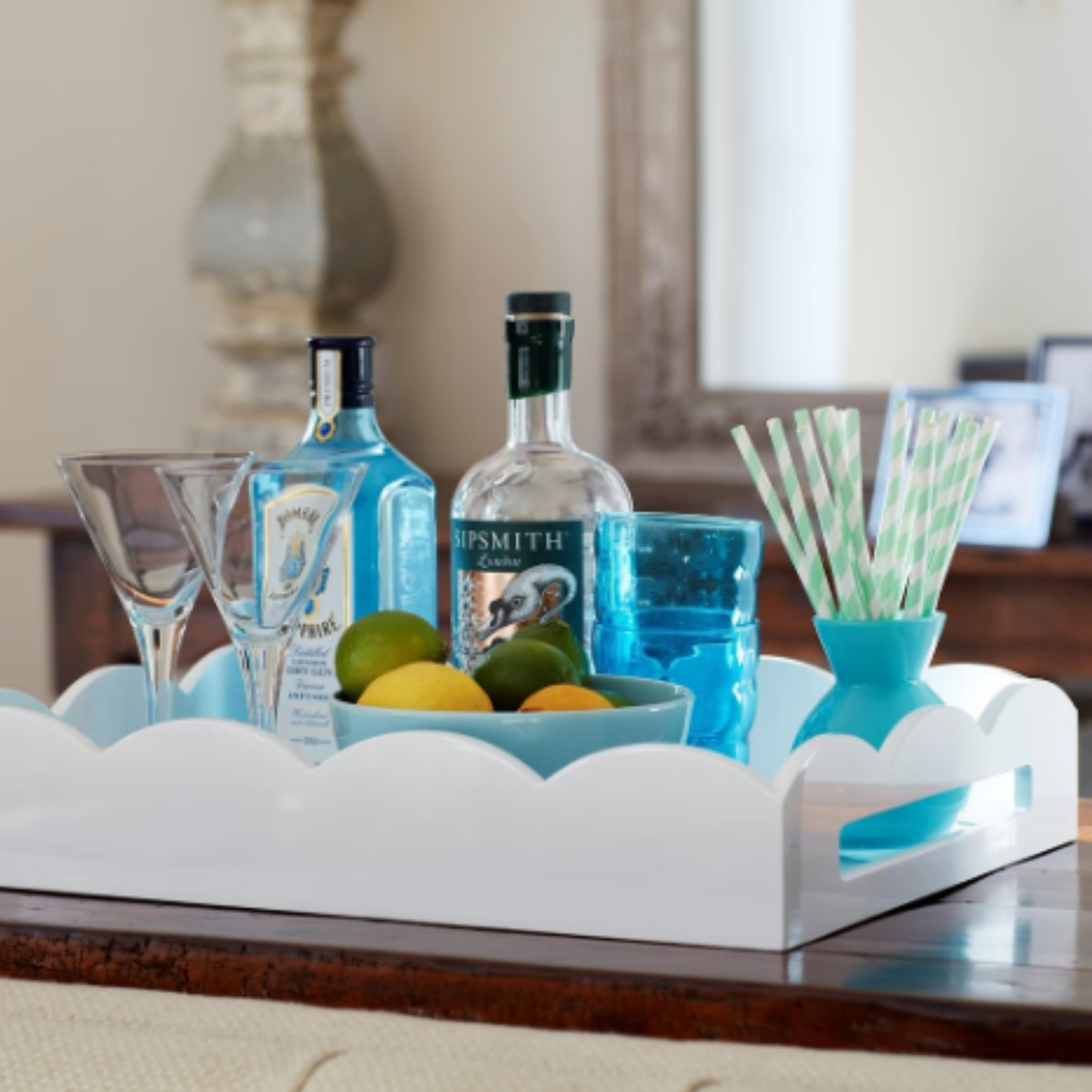 Addison Ross Medium White Scalloped Edge Tray