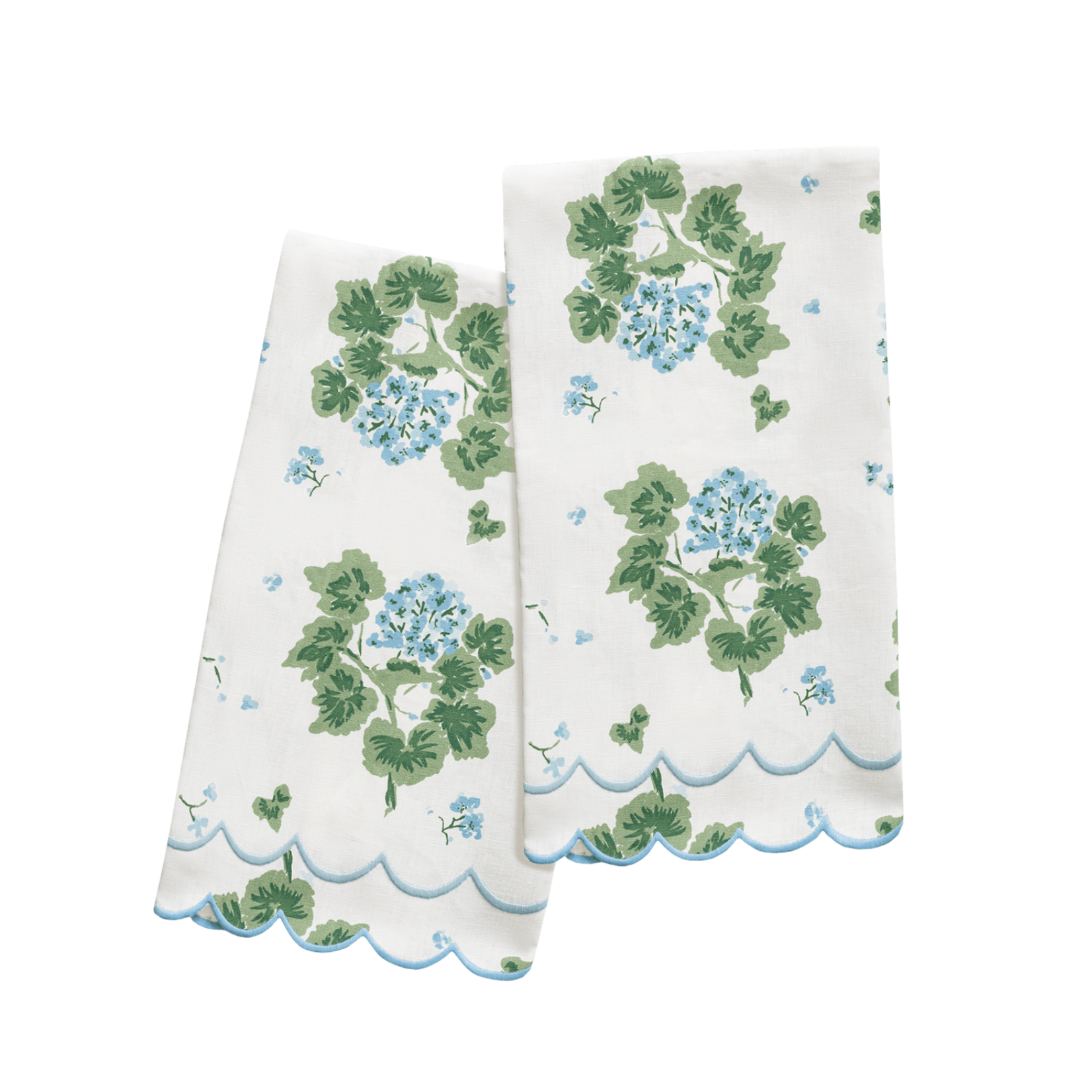 Matouk Matouk Geranium Linen Guest Towel Set of Two - Blue