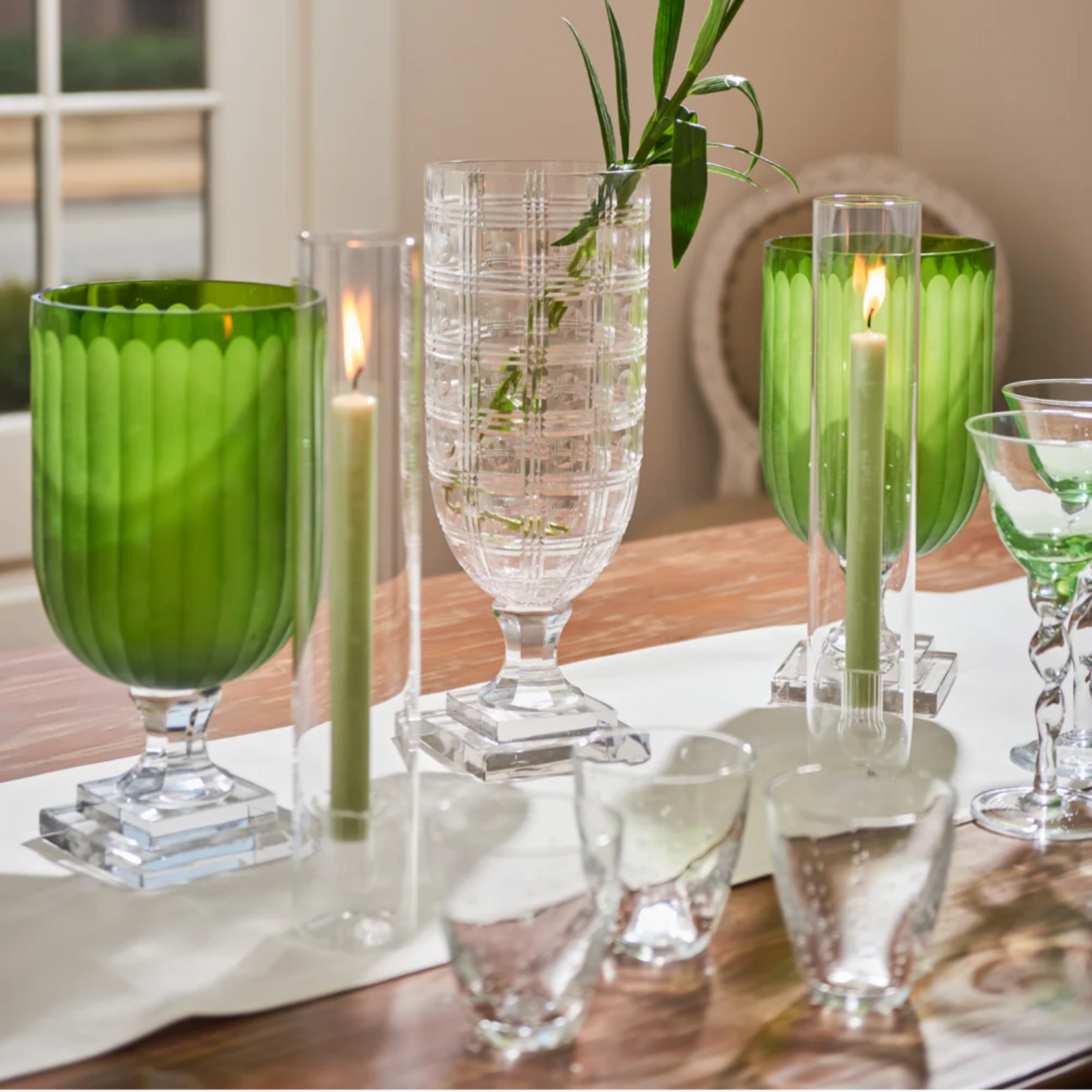 Abigails Two-Piece Candleholder with Cylinder - Clear