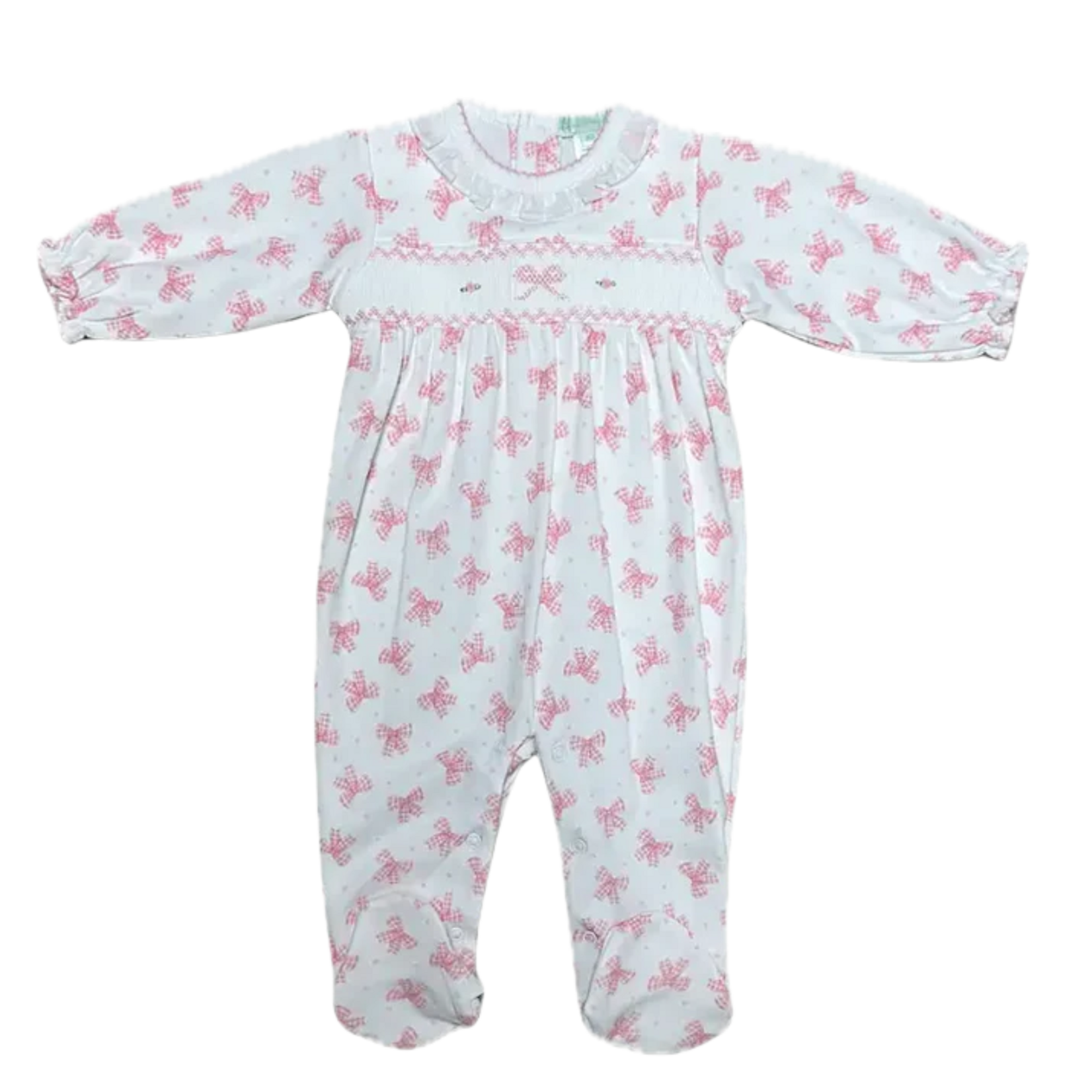 Pink Puppy Love Print Smocked Footie