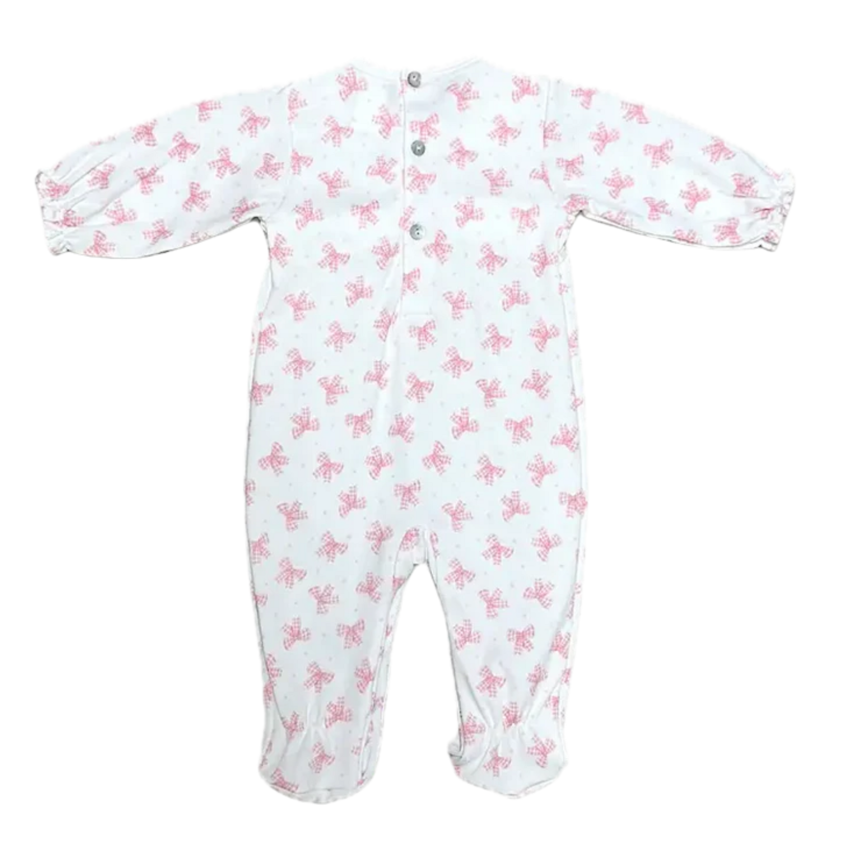 Pink Puppy Love Print Smocked Footie