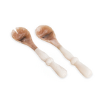 Beatriz Ball Resin Alabaster Salad Servers White Swirl