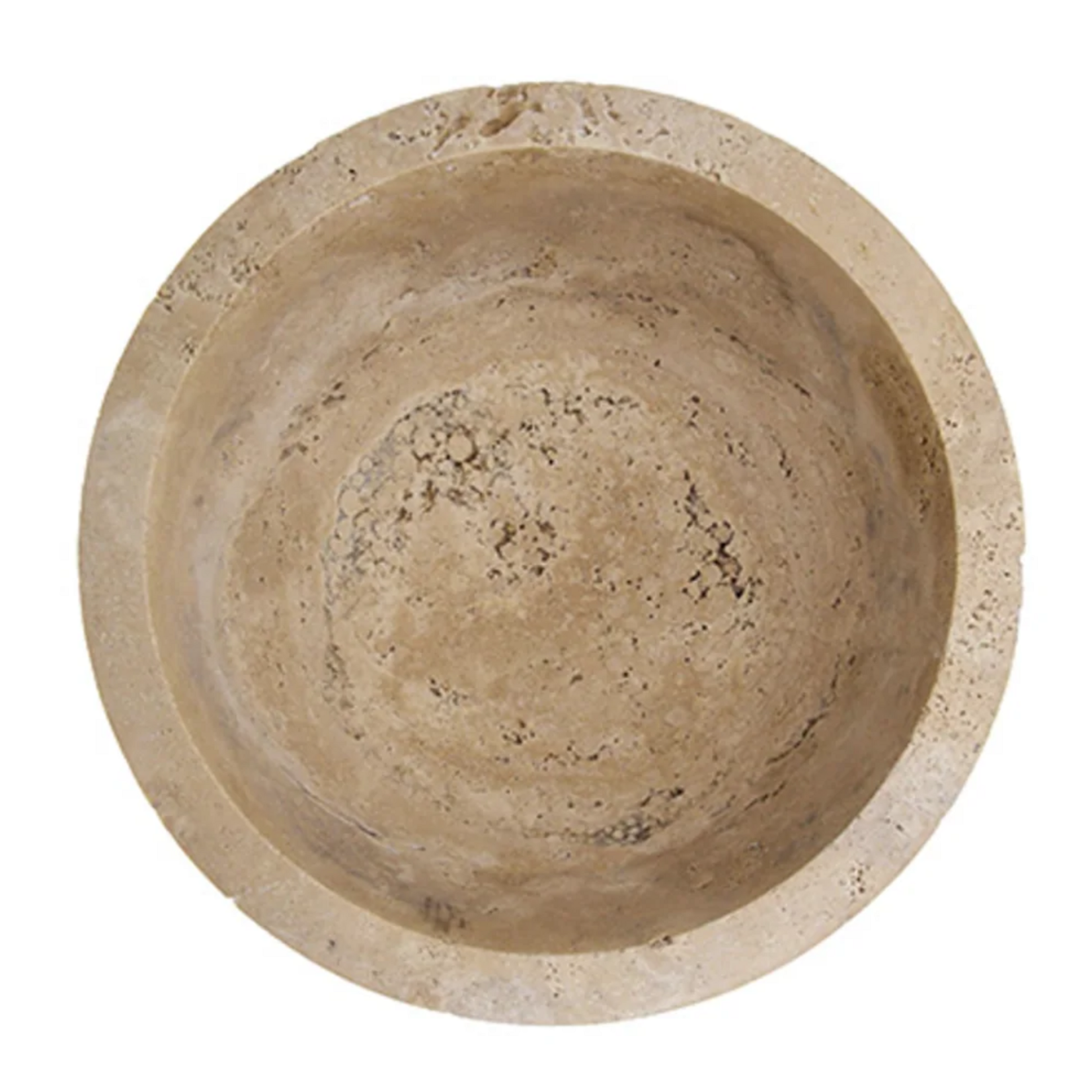 Sita Travertine Marble Bowl Brass with Ribbed Base