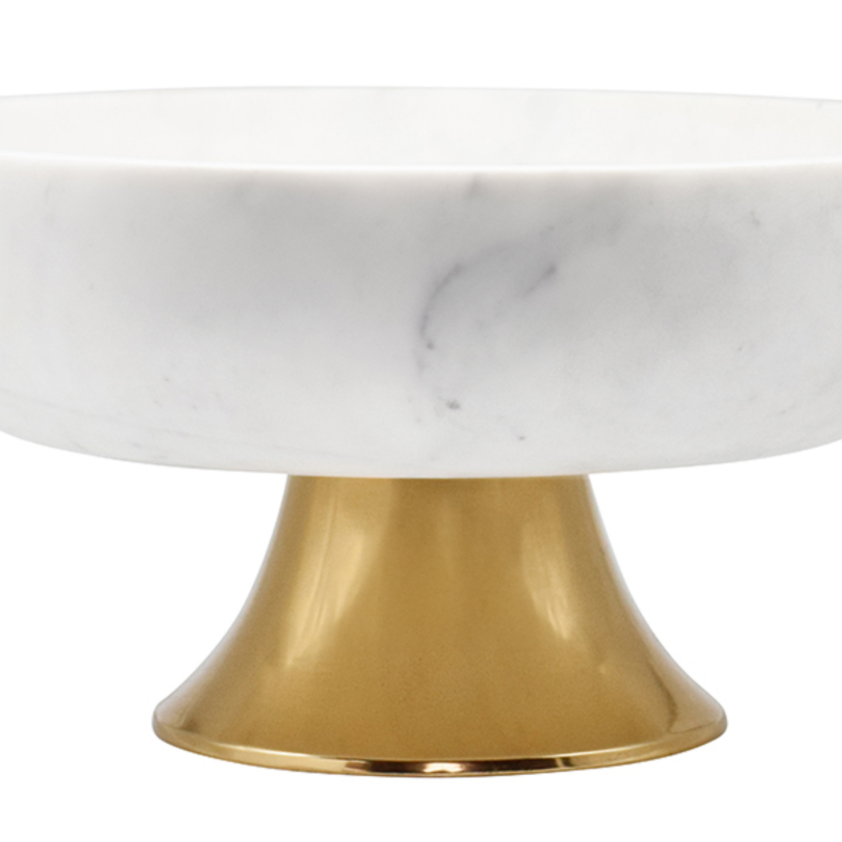 Brissa White Marble Bowl Brass Tapered Pedestal Base
