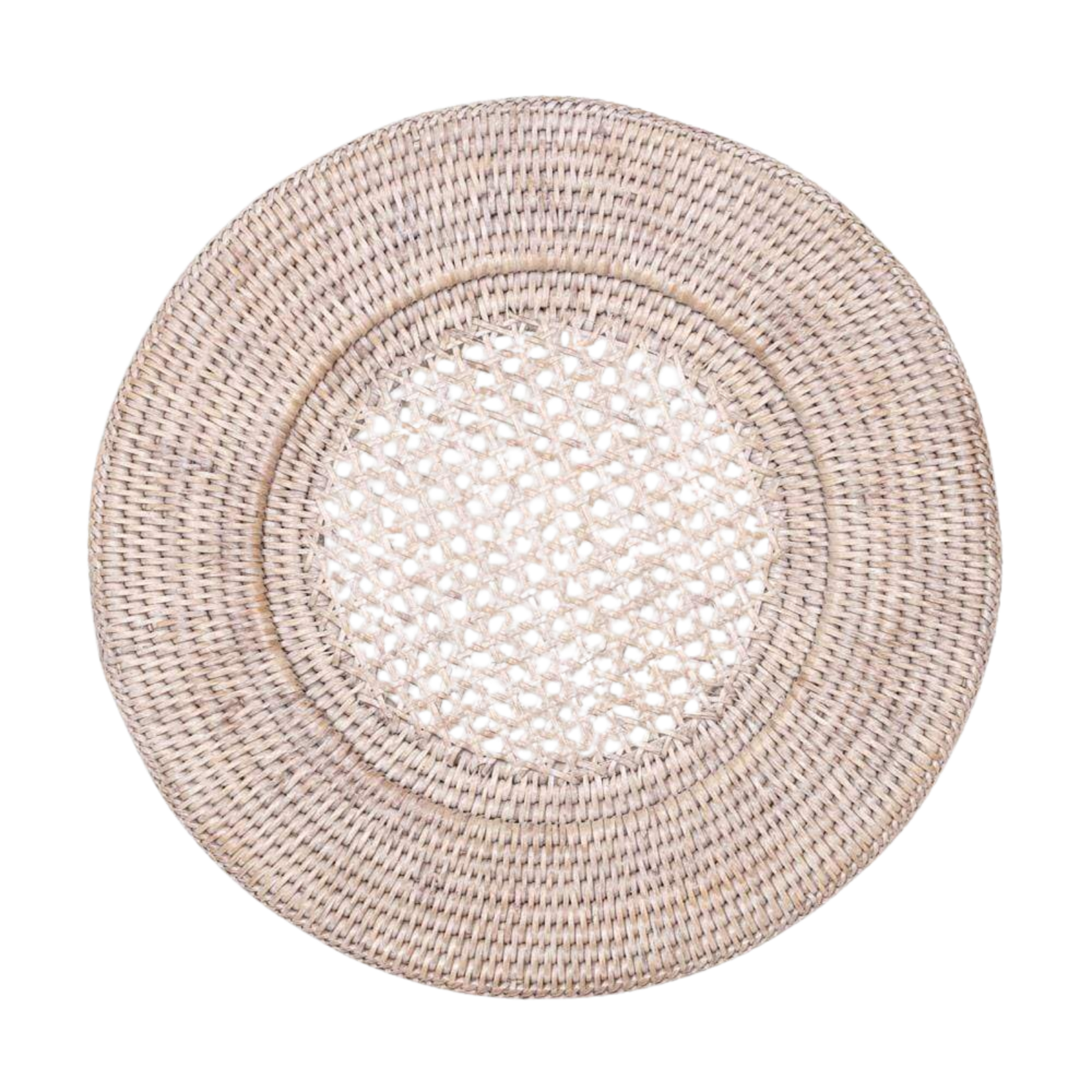 Rattan Round White Charger