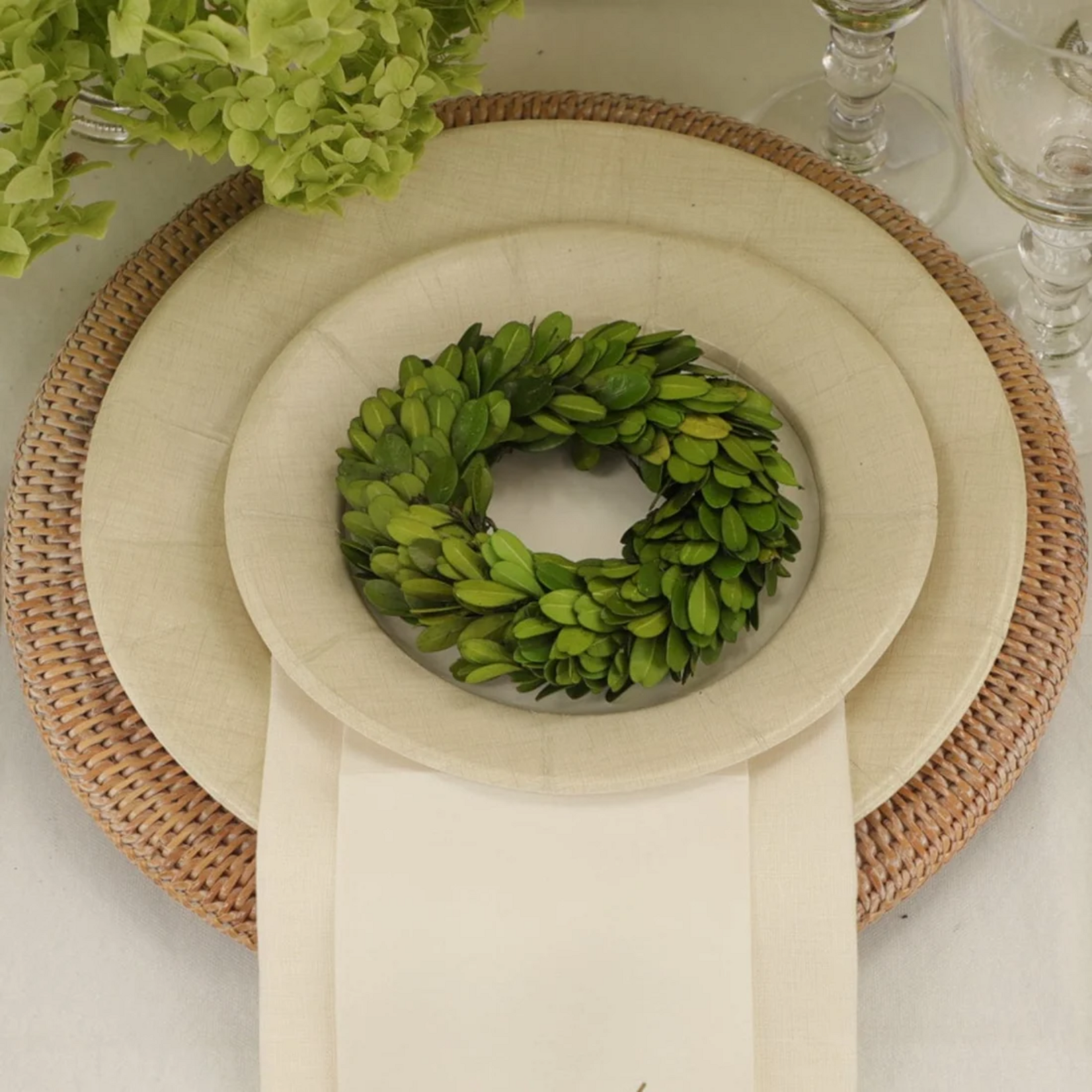 Rattan Round White Charger
