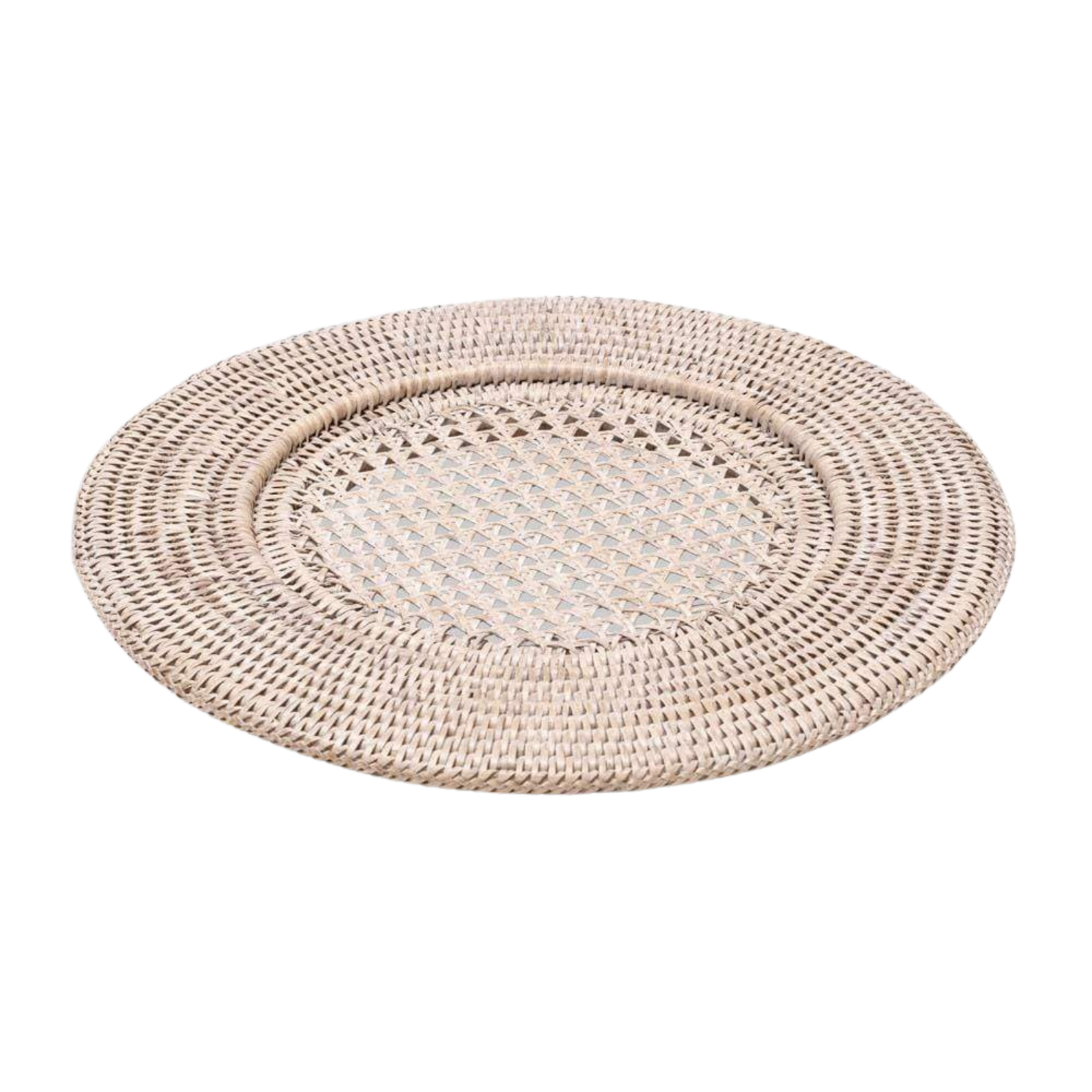 Rattan Round White Charger