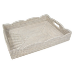 Rattan Scalloped Tray Large Cream