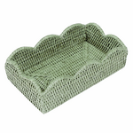 Rattan Scallop Guest Towel Holder  Green